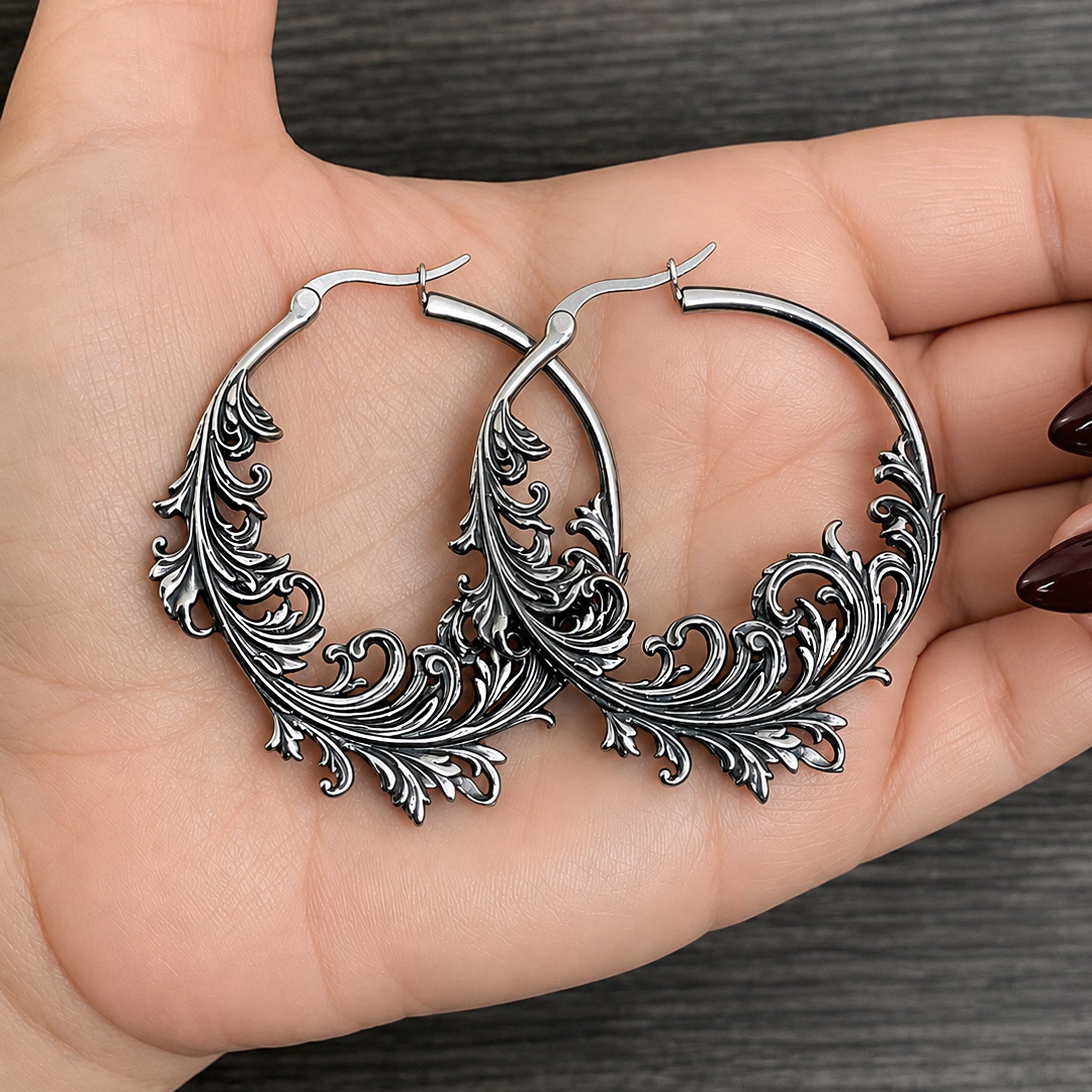 Baroque Vines Hoop Earrings