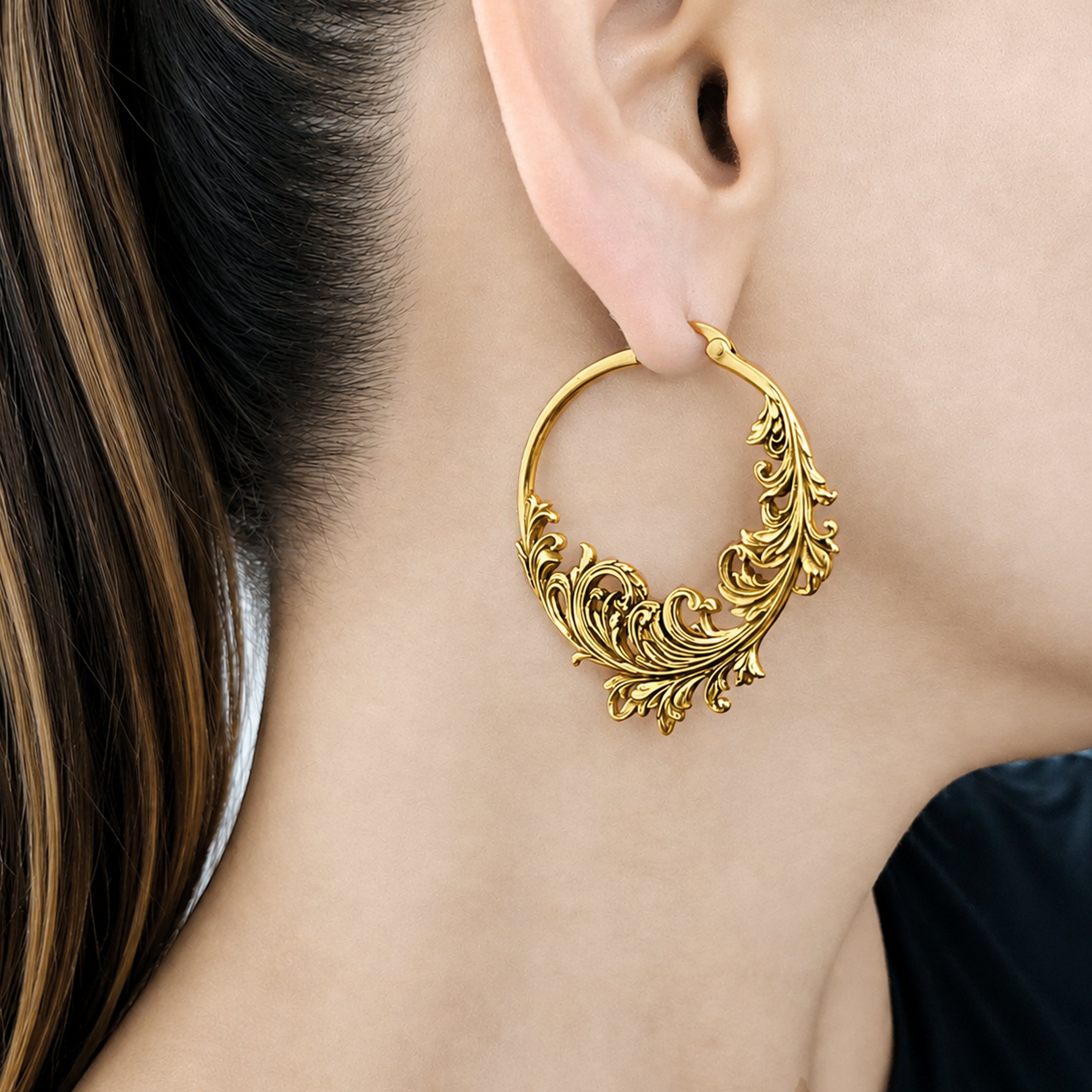 Baroque Vines Hoop Earrings