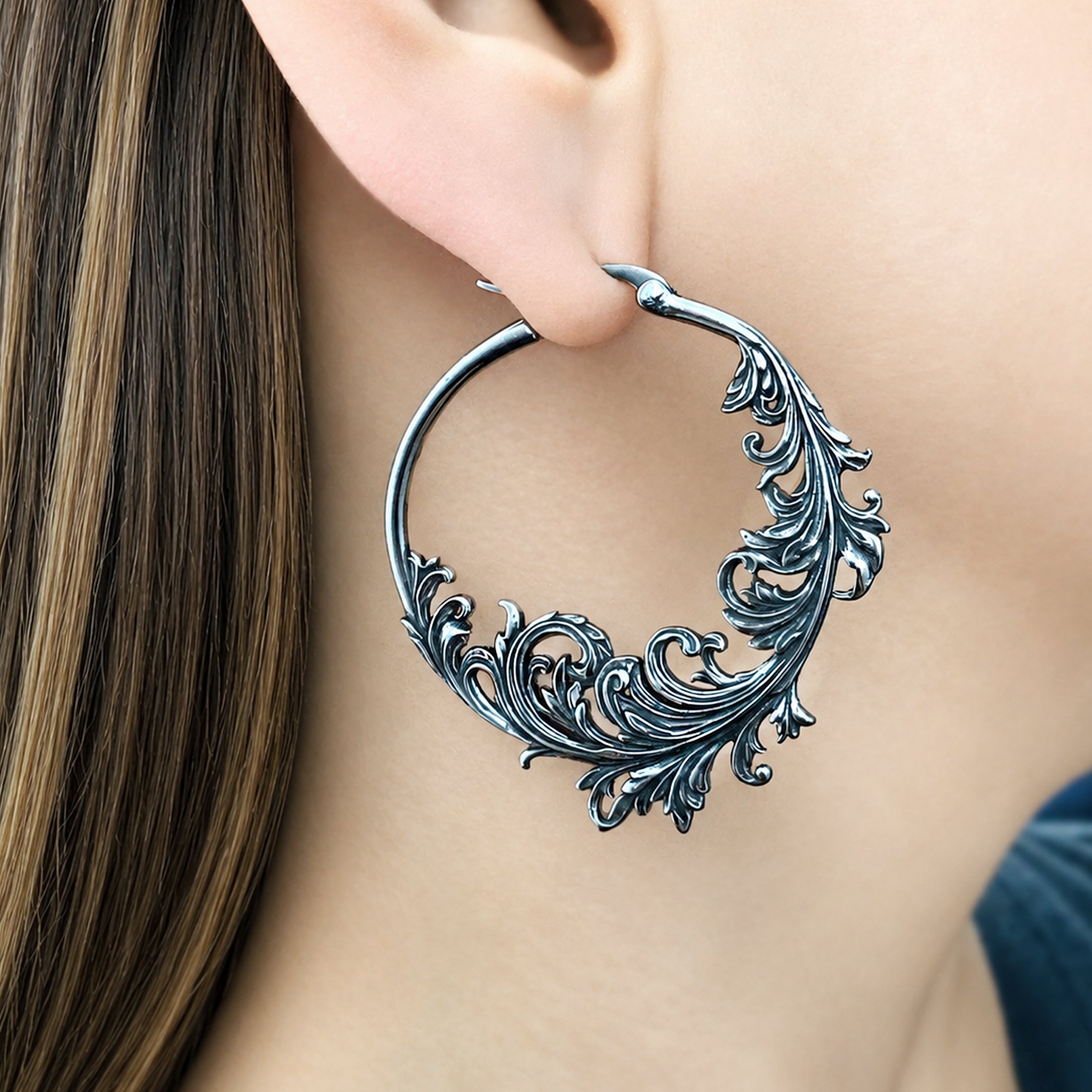 Baroque Vines Hoop Earrings