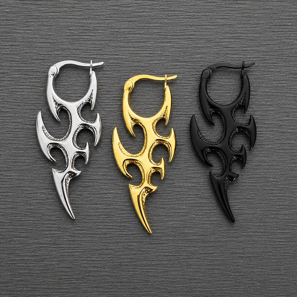 Cyber Flameblade Hoop Earrings