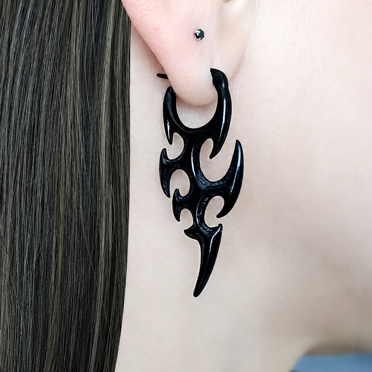 Cyber Flameblade Hoop Earrings