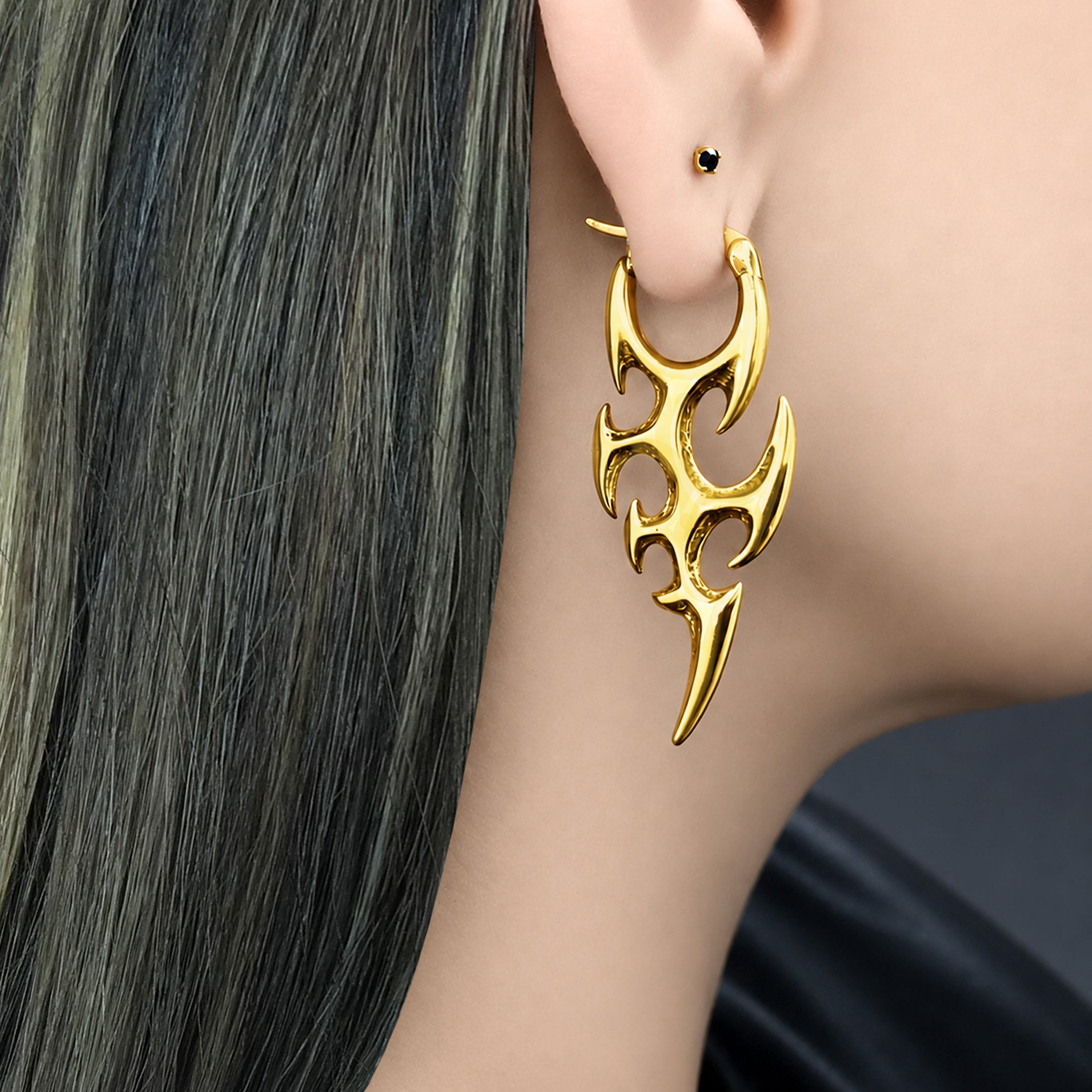 Cyber Flameblade Hoop Earrings