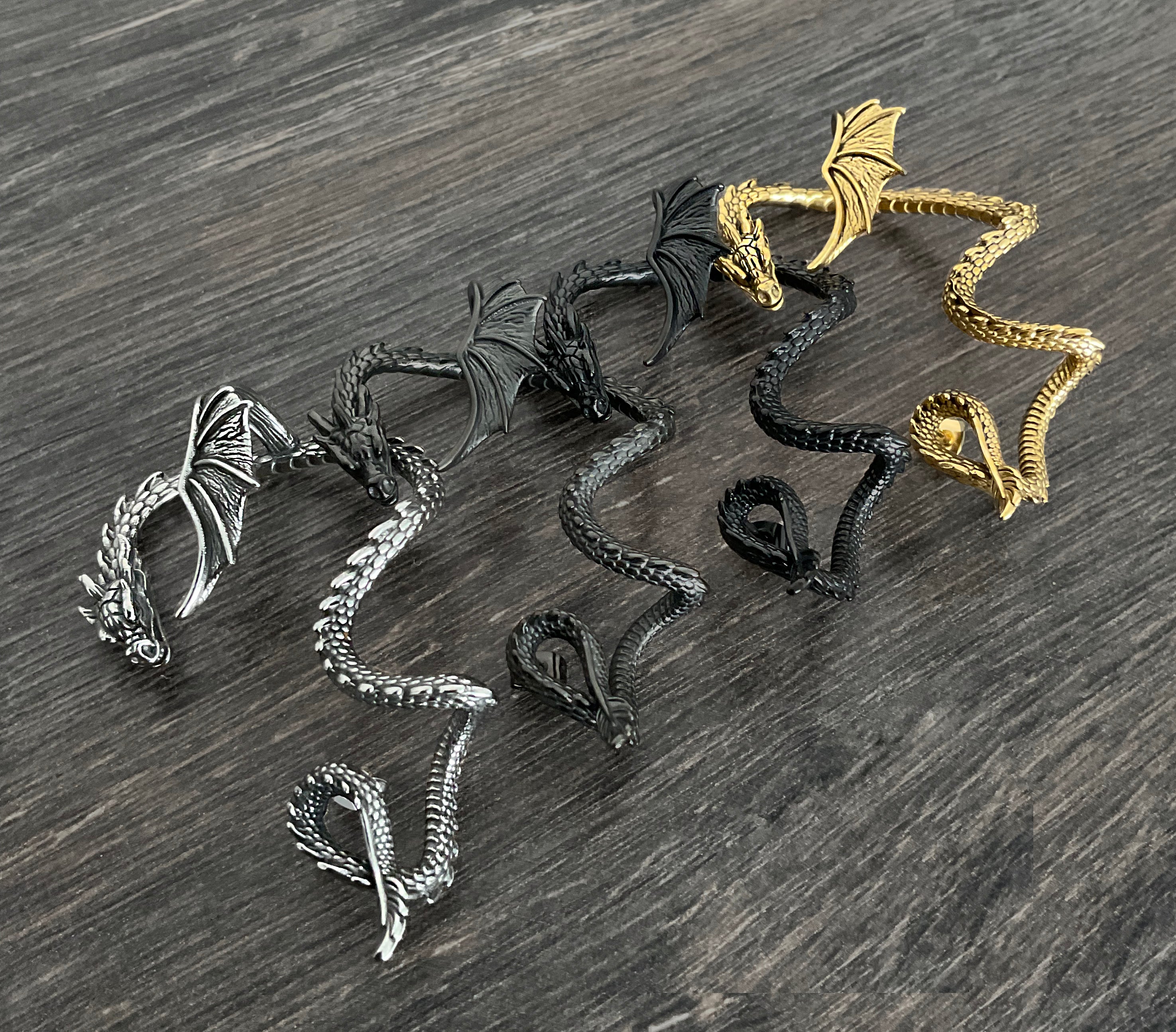 Dragon cuff earring with piercing