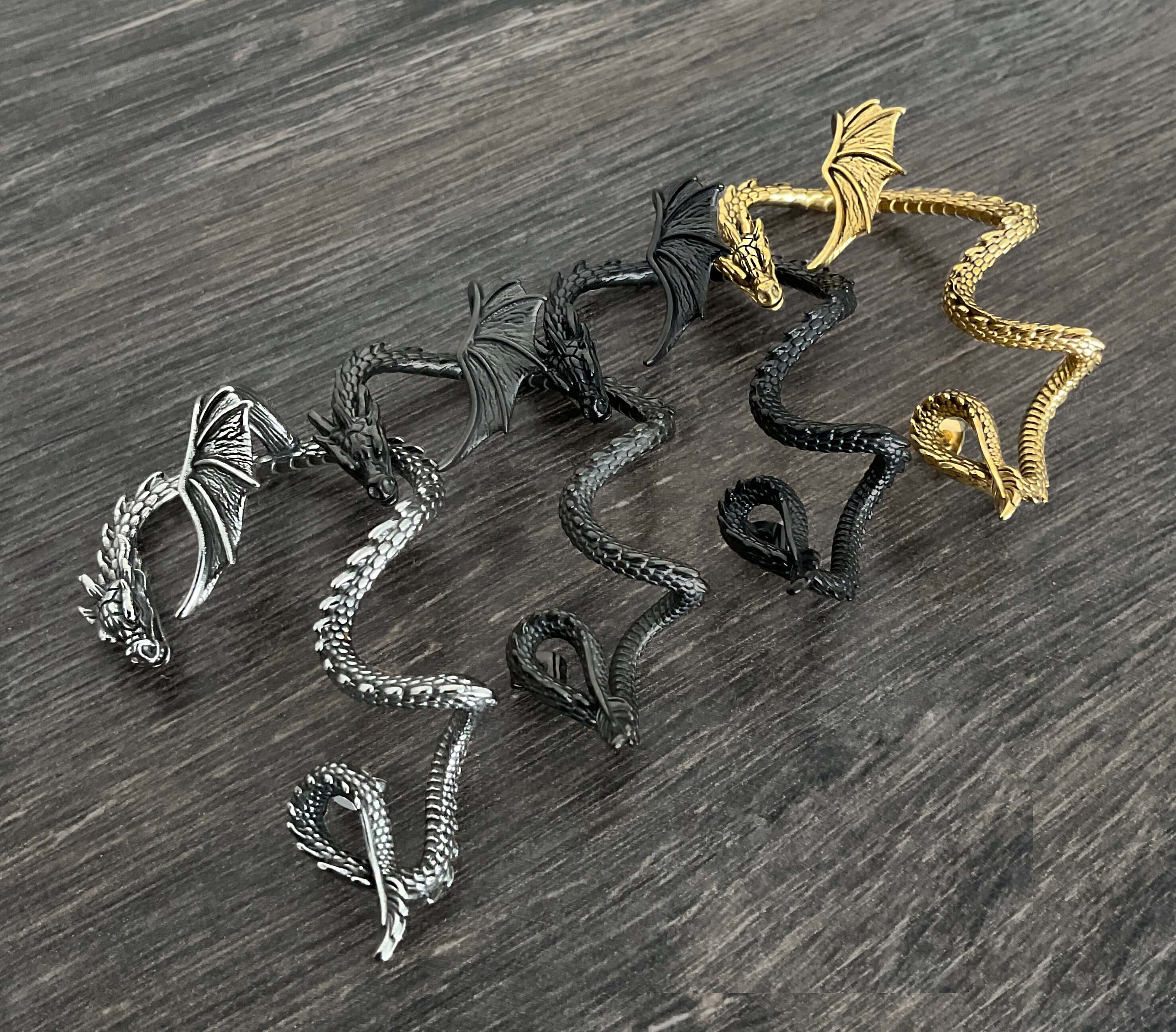 Dragon cuff earring with piercing
