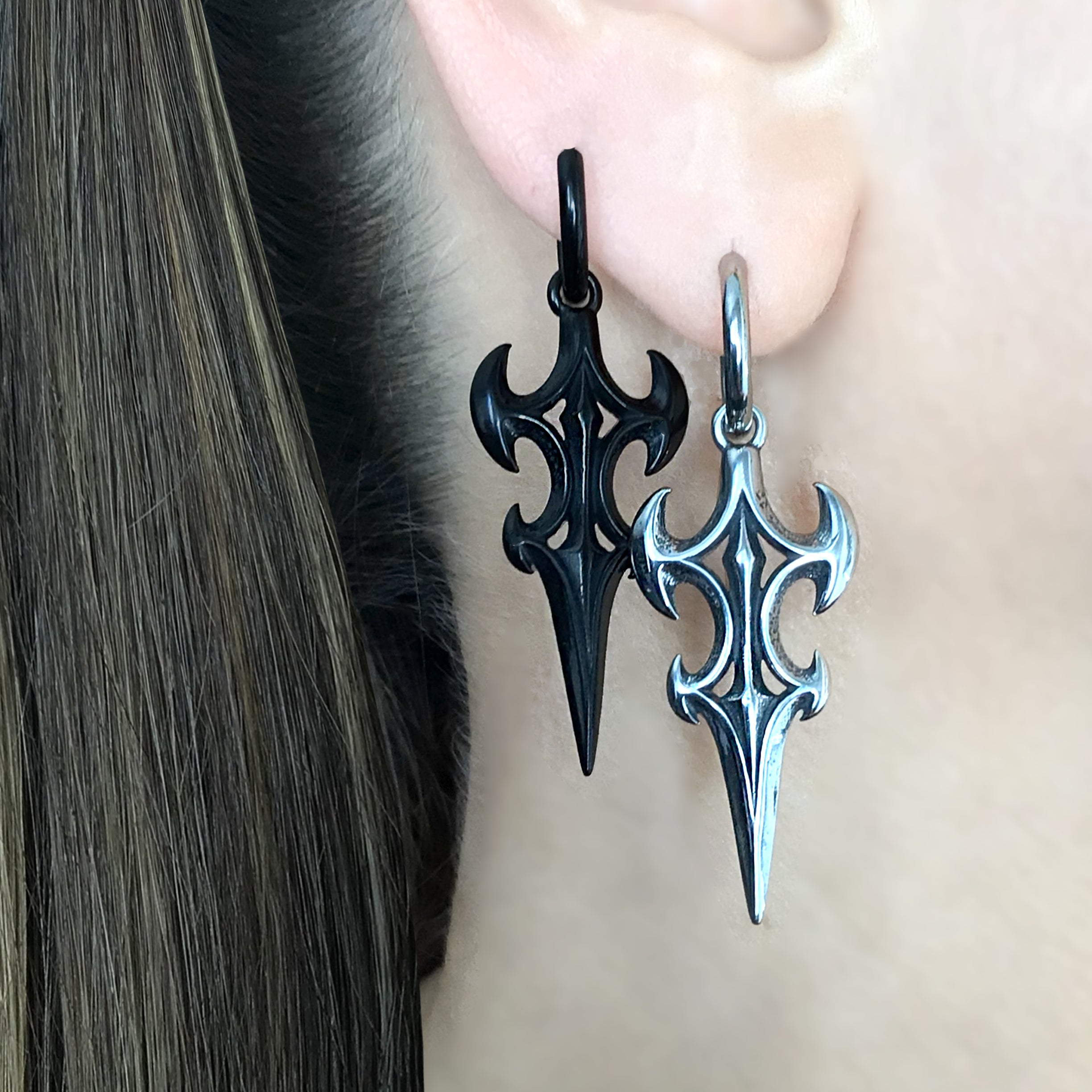 Dark Spire Cyber Hoop earrings
