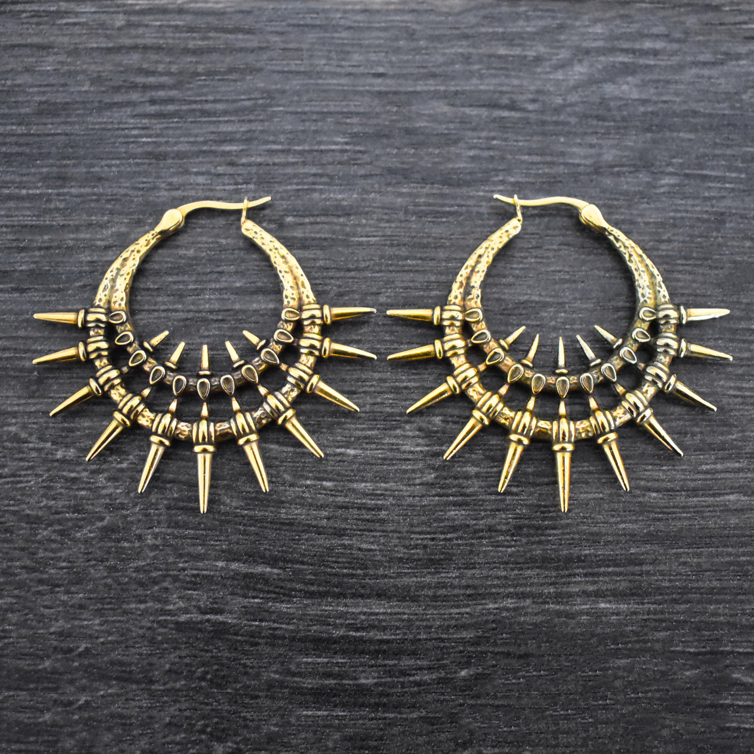 Iris Double Spiked hoop earrings