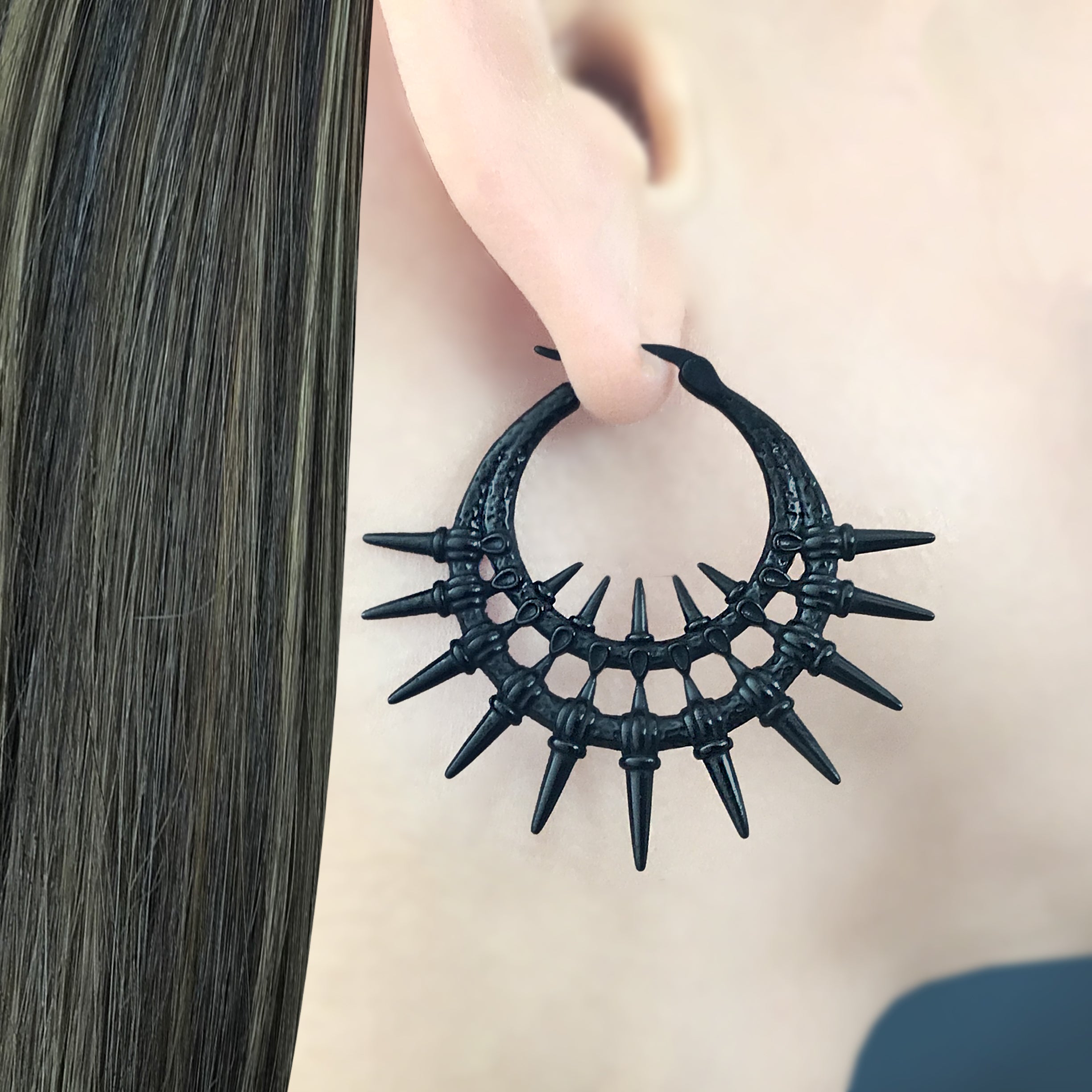 Iris Double Spiked hoop earrings