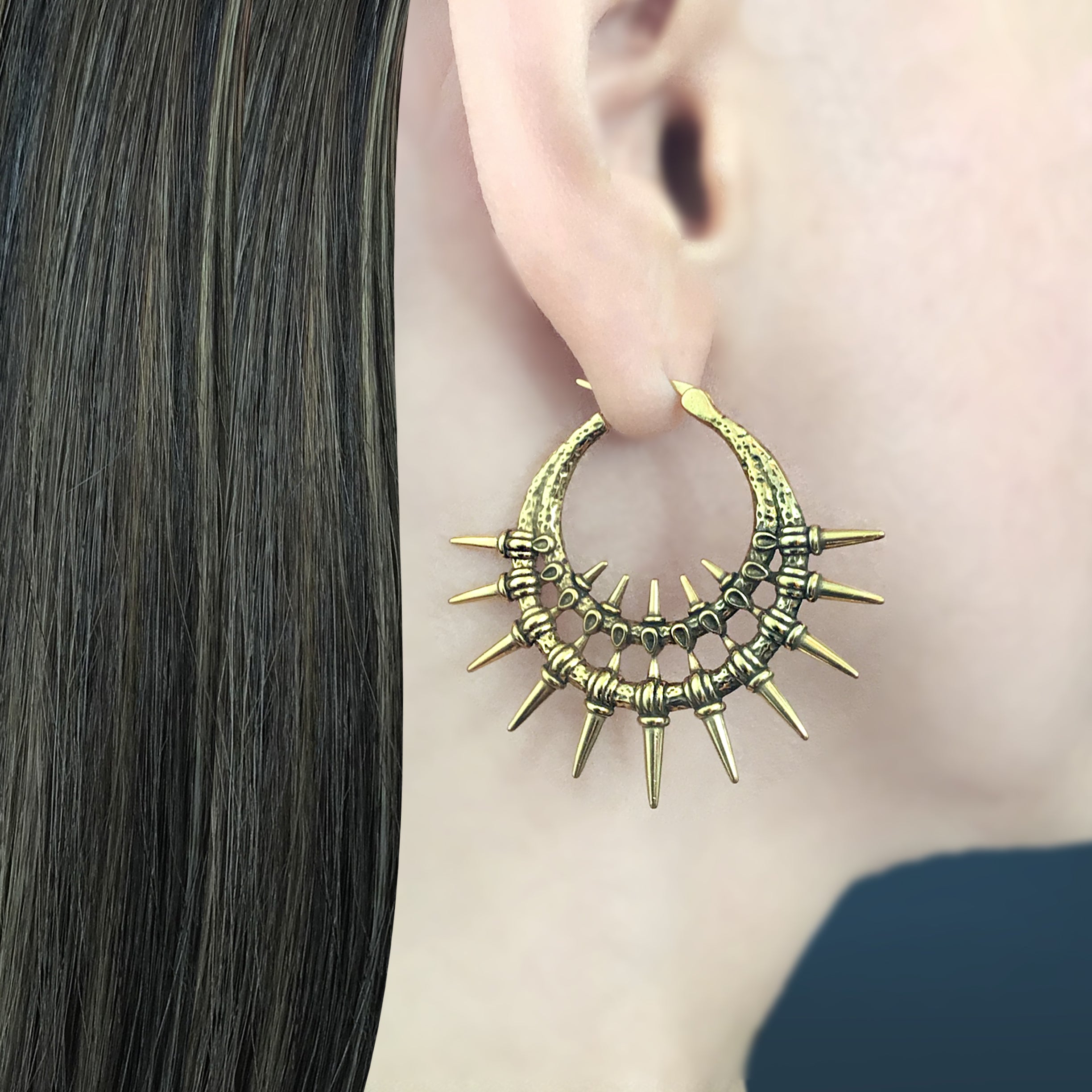 Iris Double Spiked hoop earrings