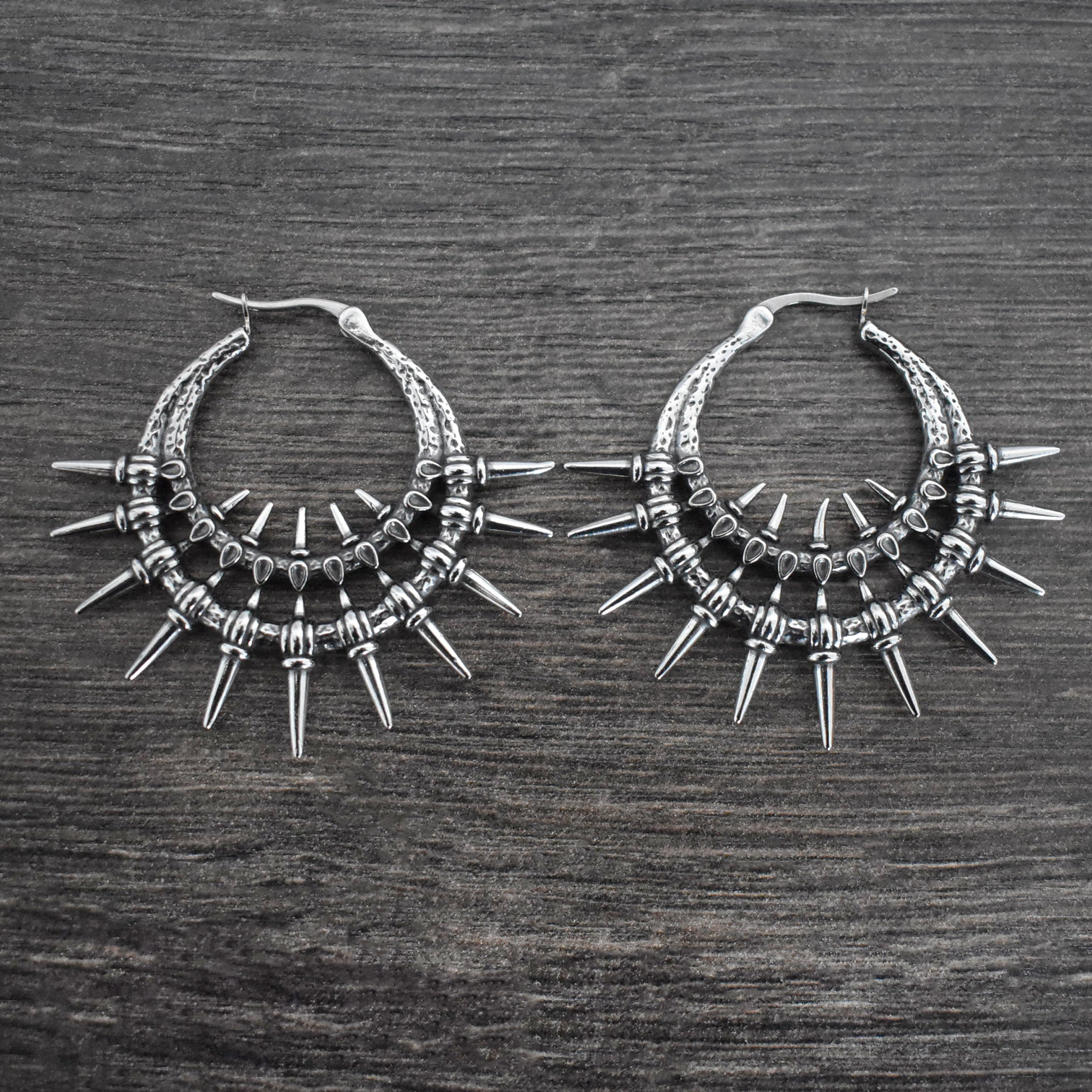 Iris Double Spiked hoop earrings