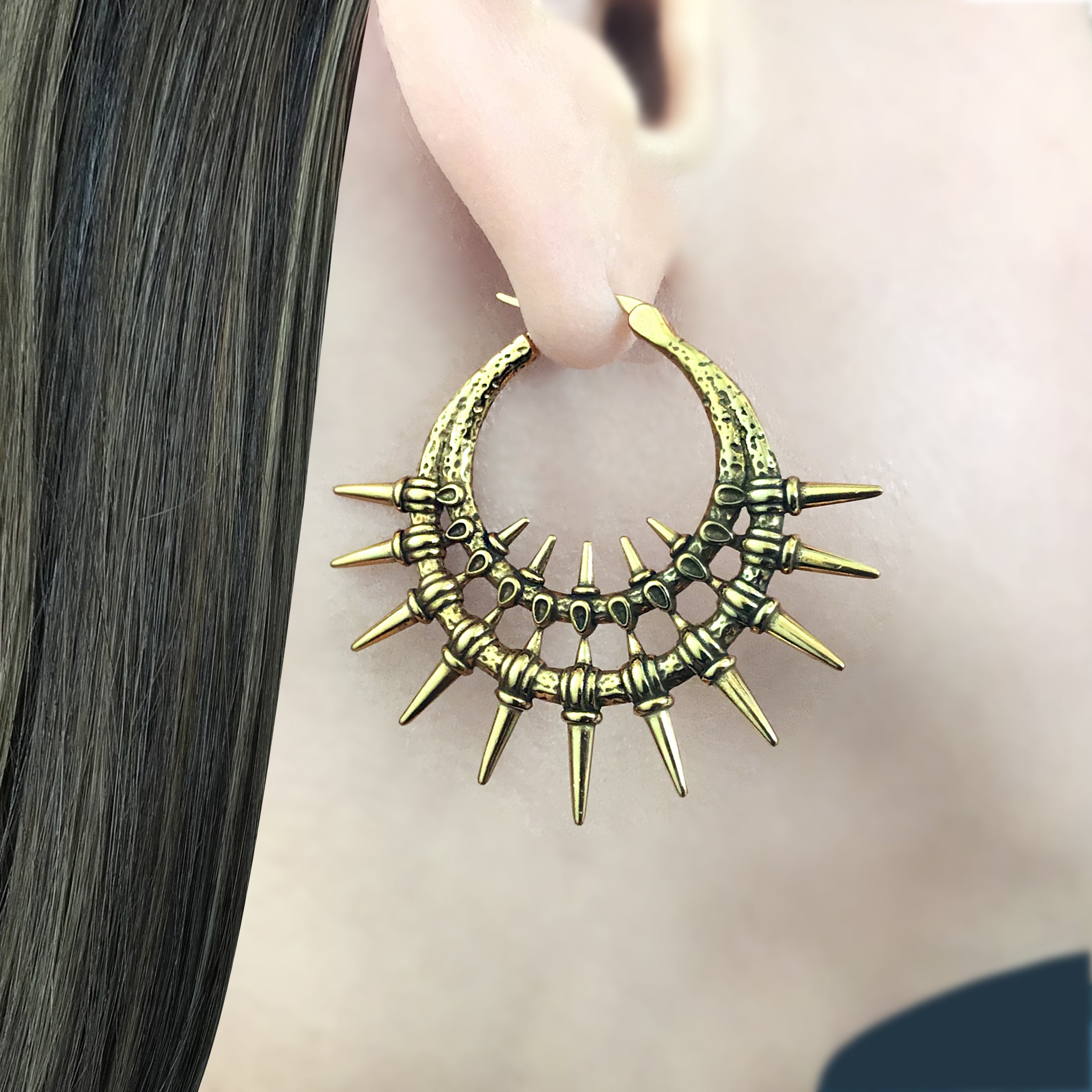 Iris Double Spiked hoop earrings