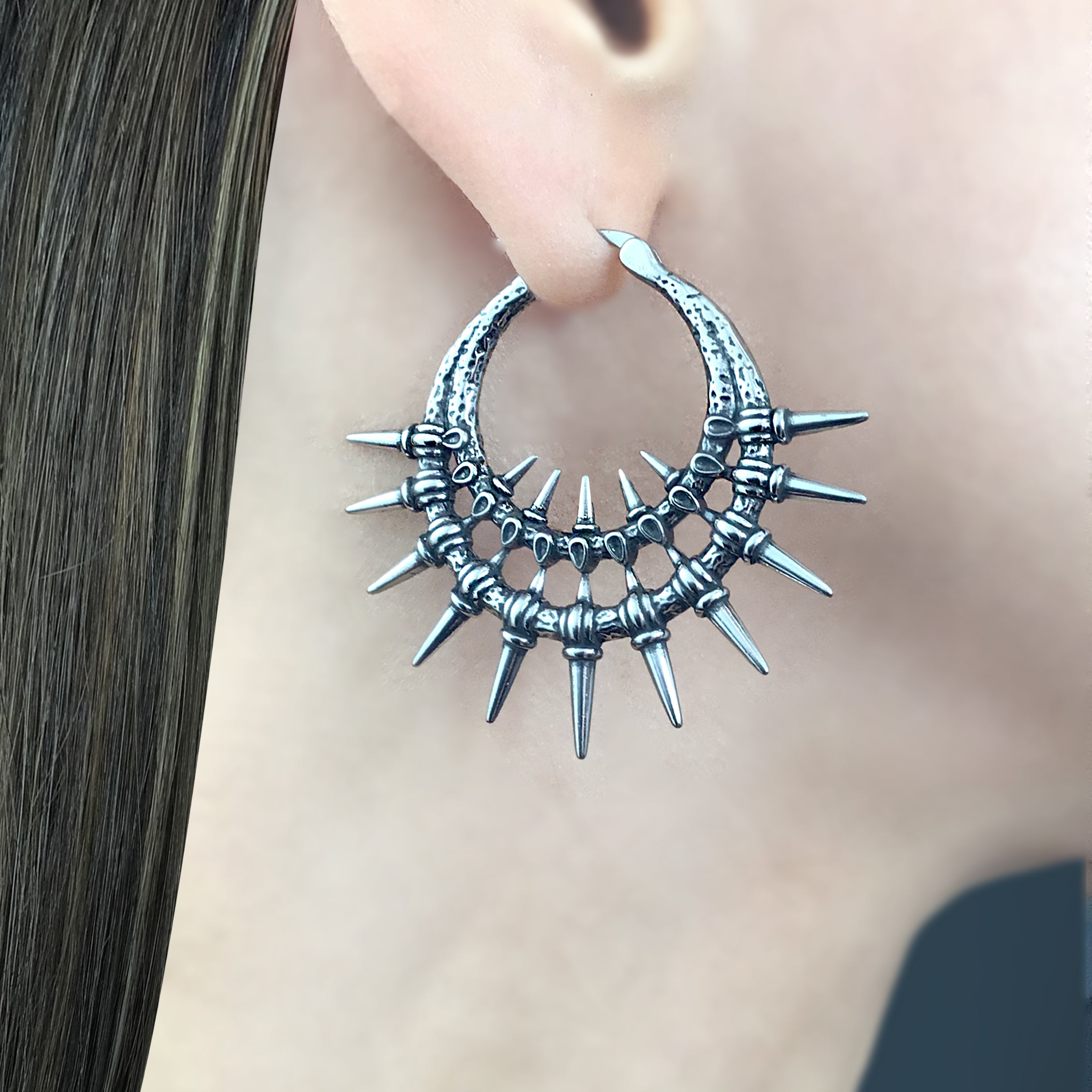 Iris Double Spiked hoop earrings