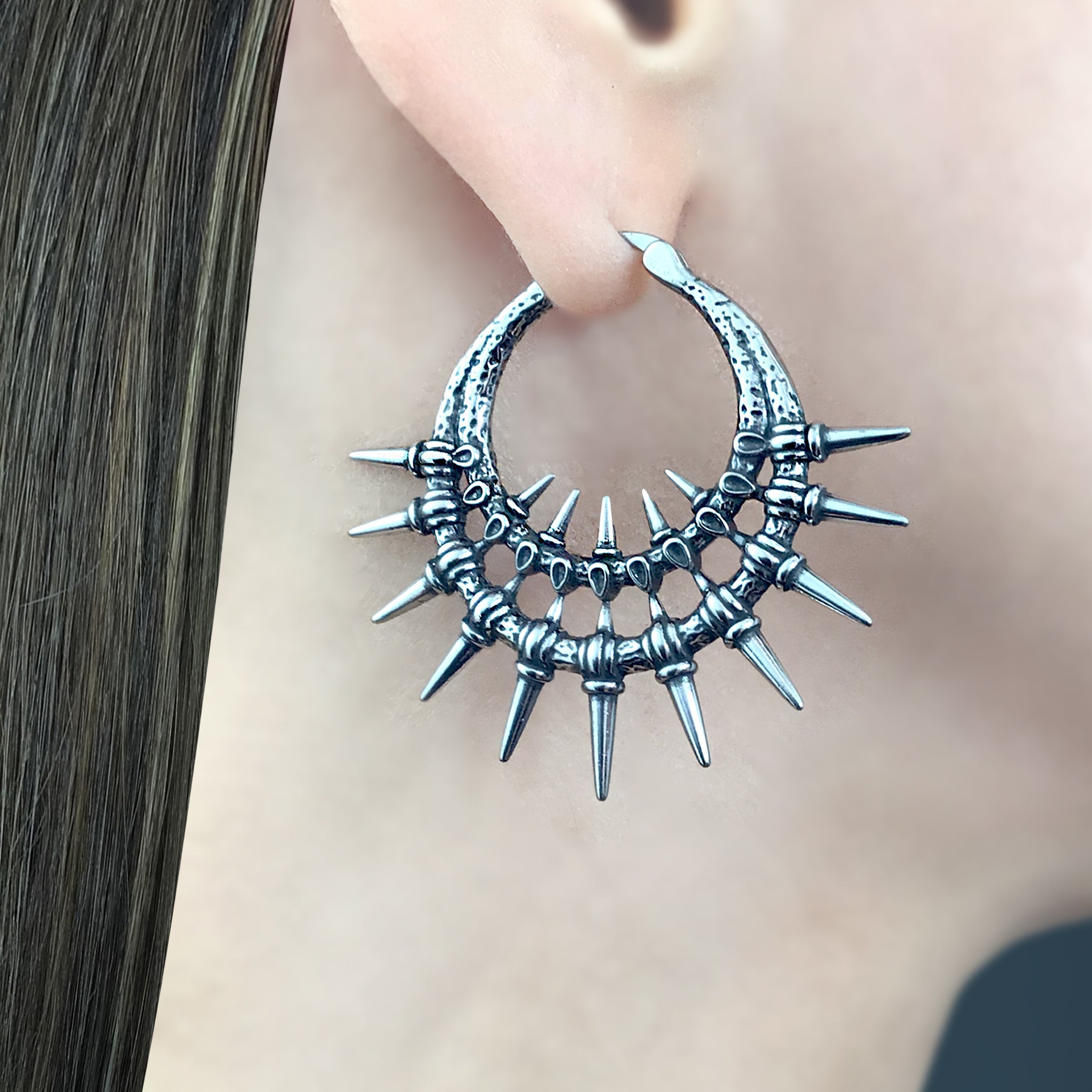 Iris Double Spiked hoop earrings