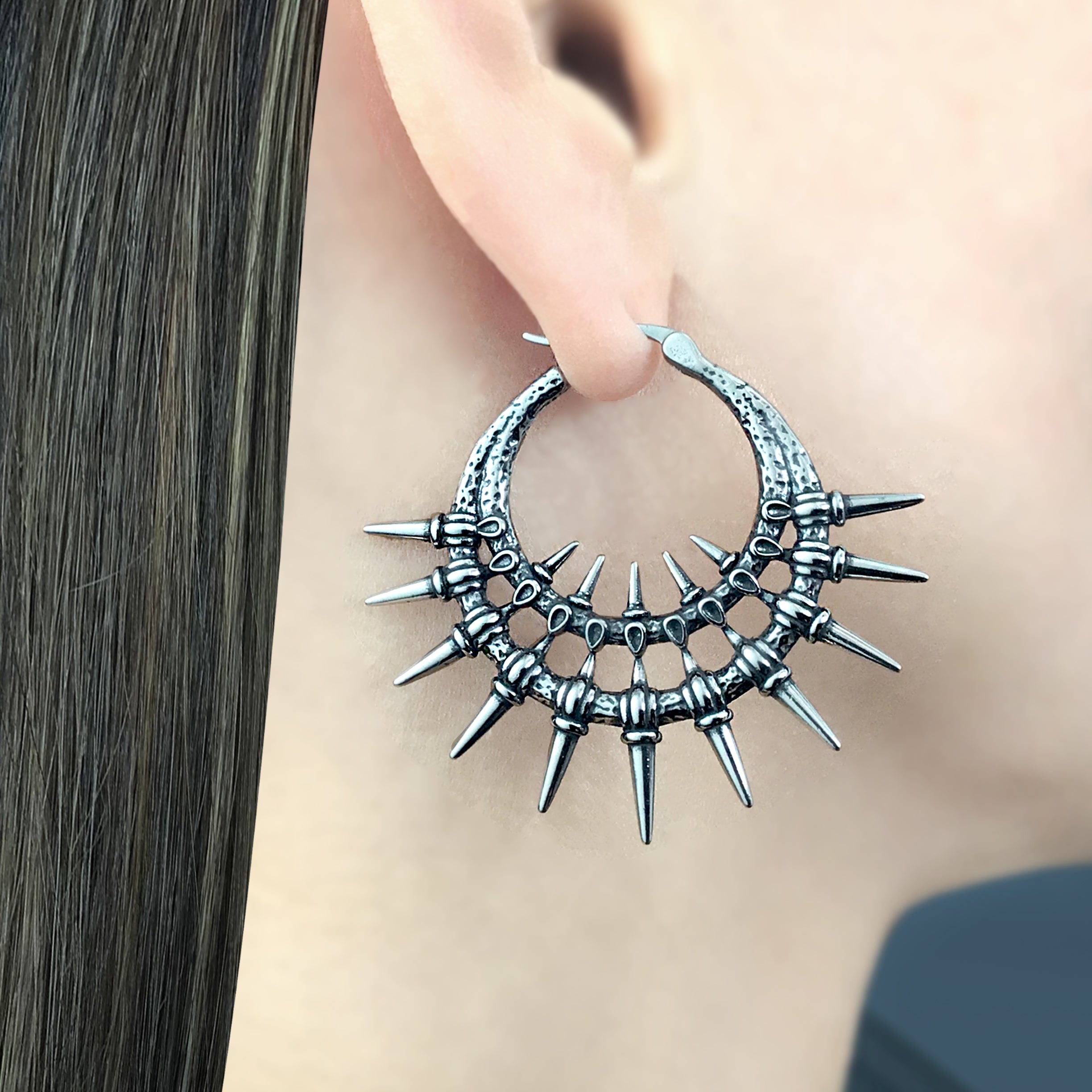 Iris Double Spiked hoop earrings