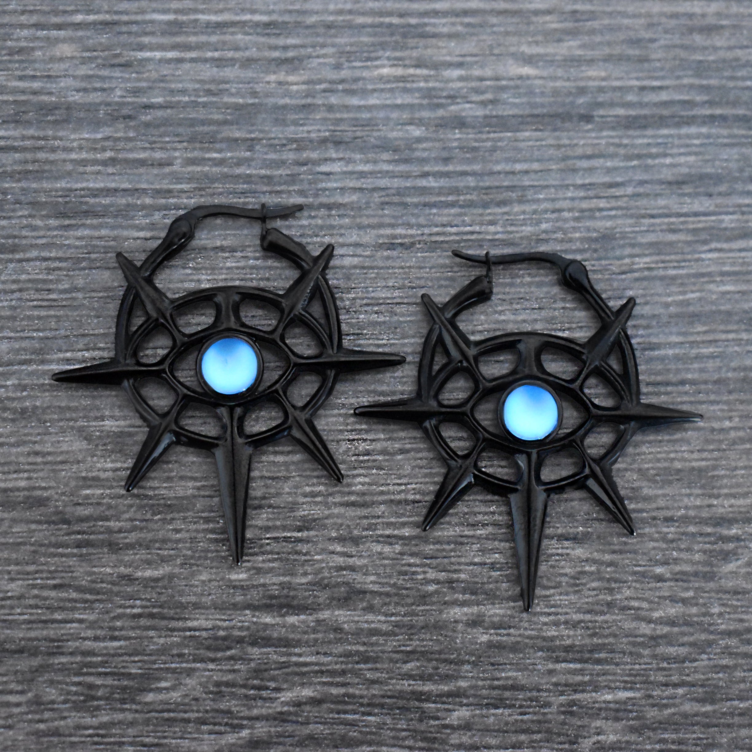 Eye with Sppikes hoop earrings