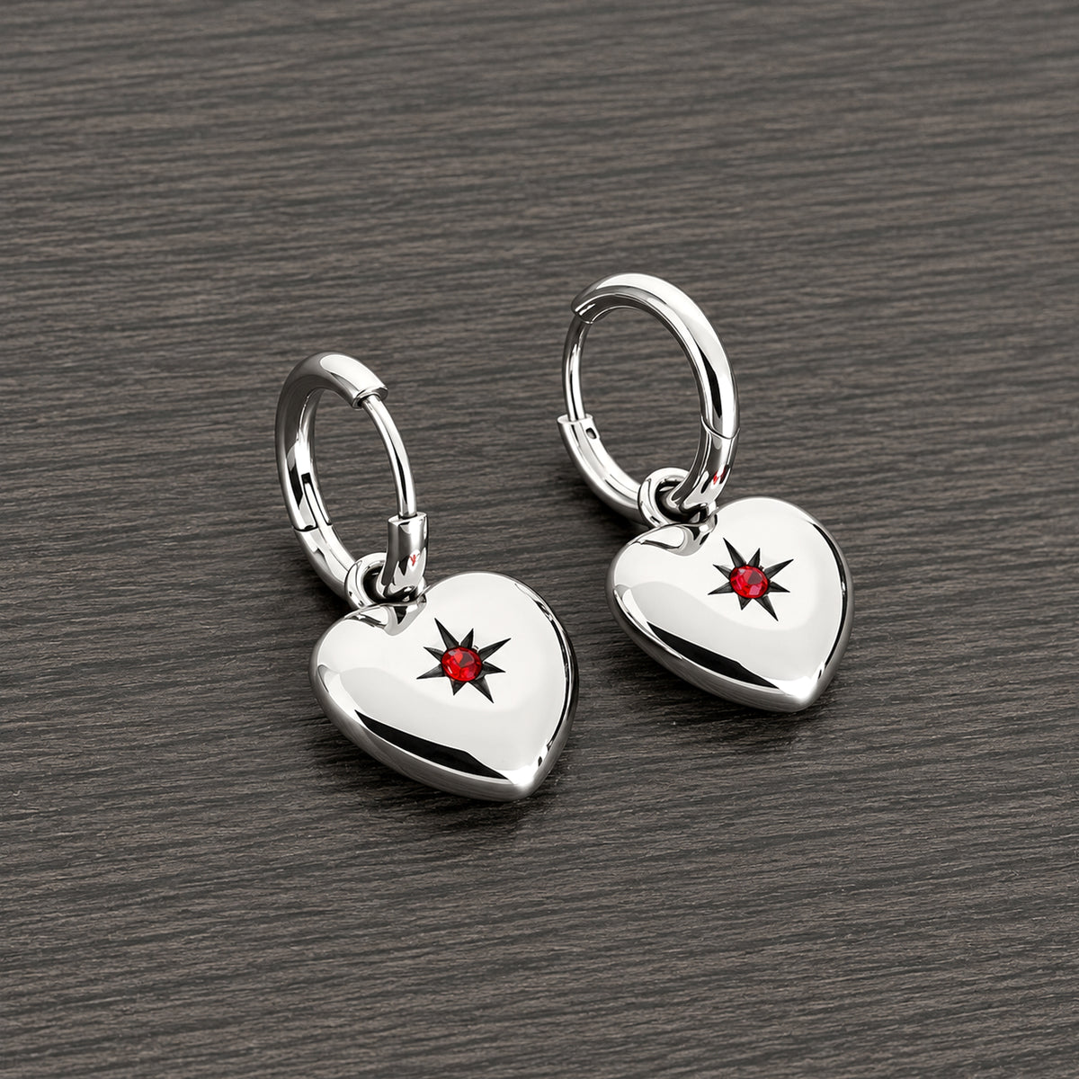 Heart hoop earrings with CZ stones
