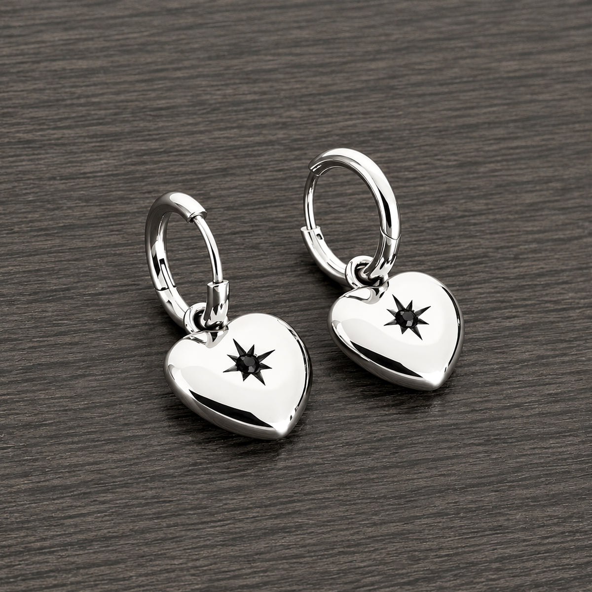Heart hoop earrings with CZ stones