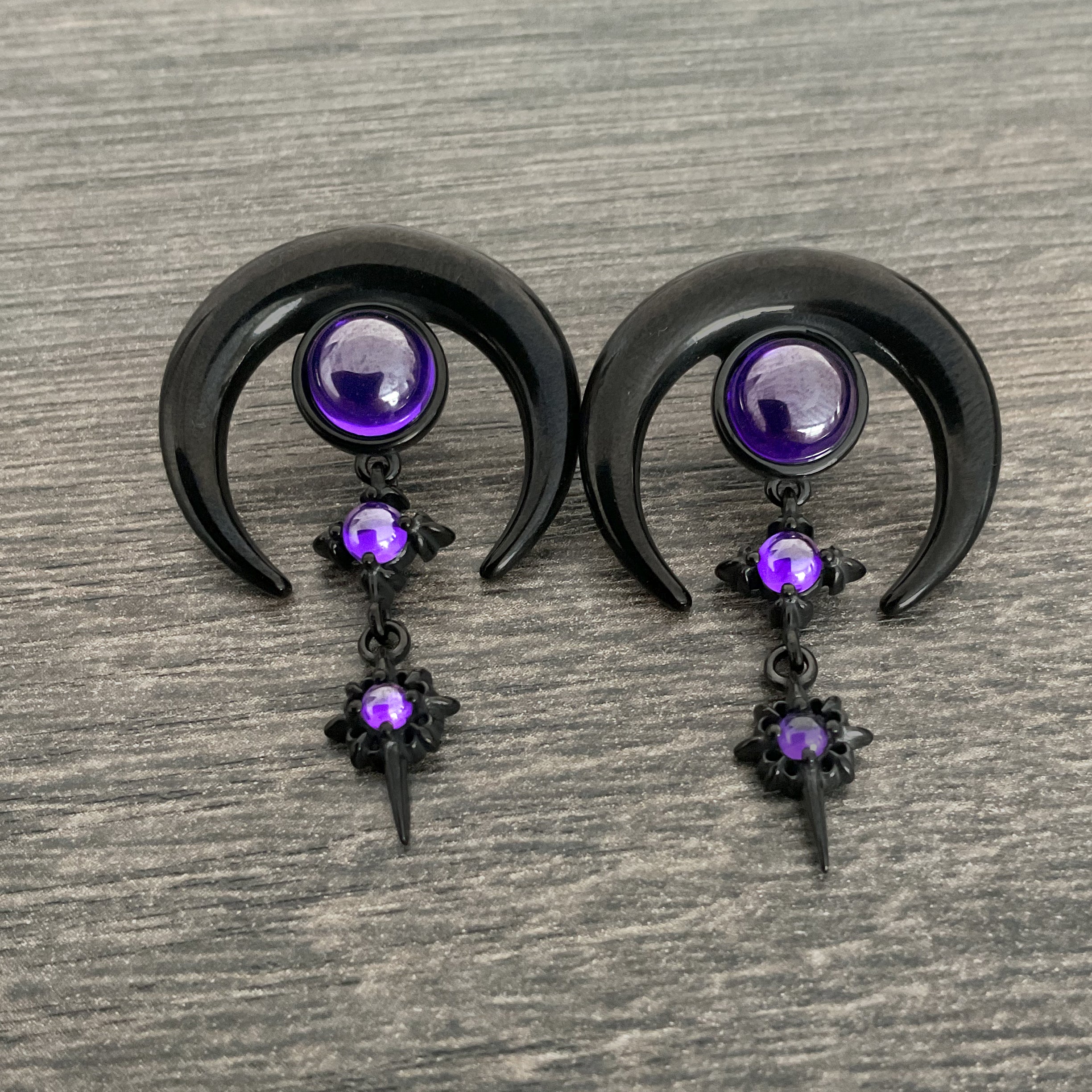 Purple Moon with Stars earrings