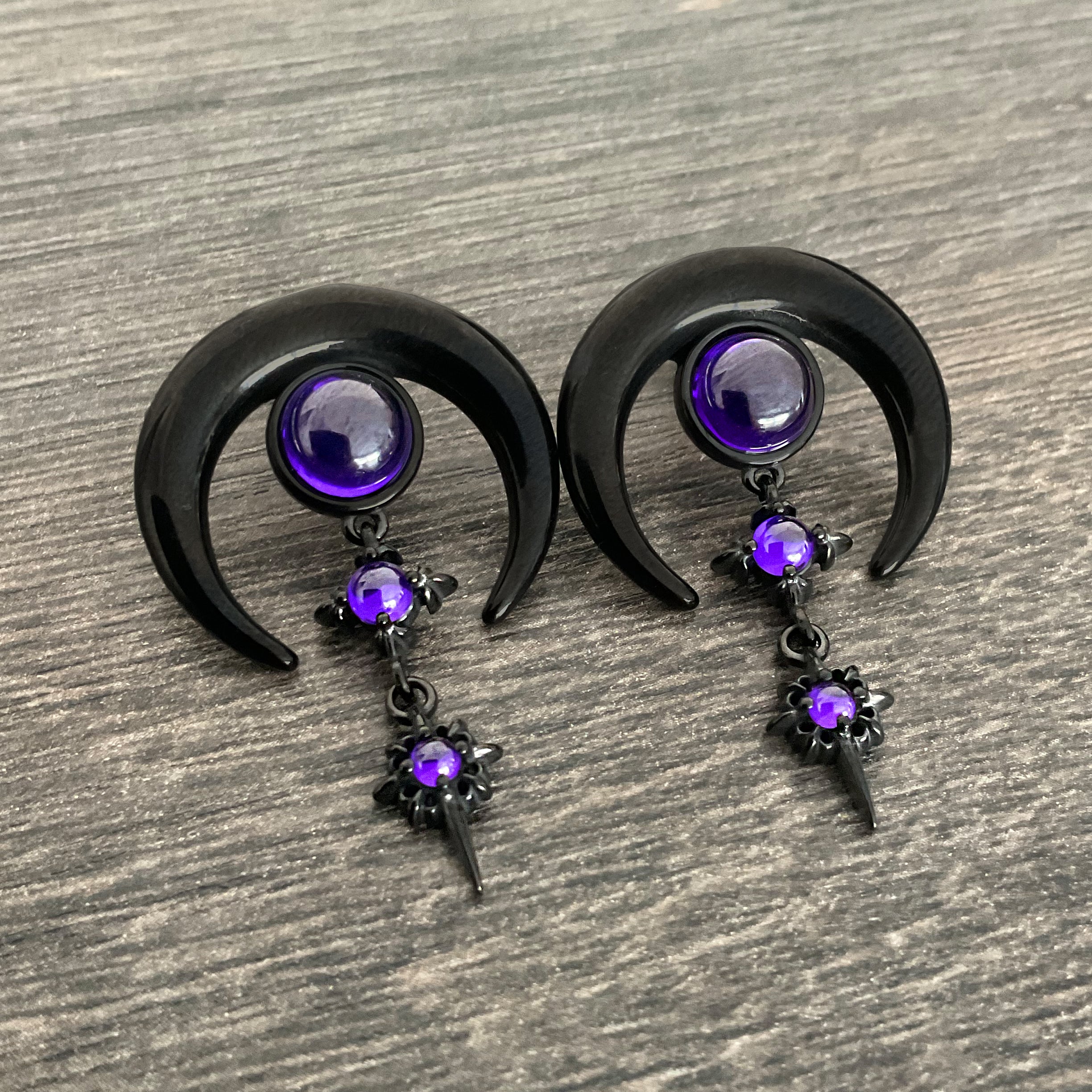 Purple Moon with Stars earrings