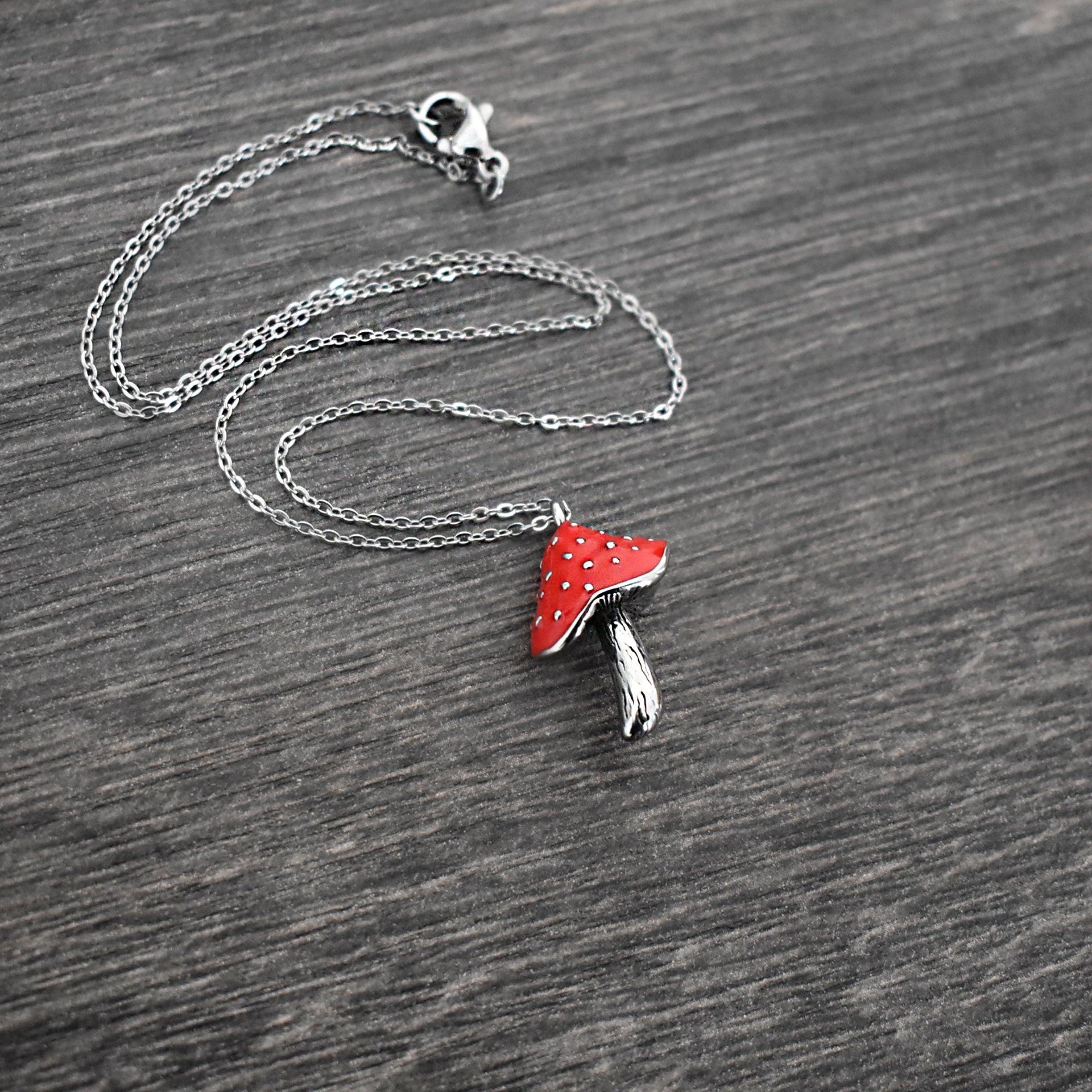 Heart necklace, Mushroom necklace, Chili Papper necklace
