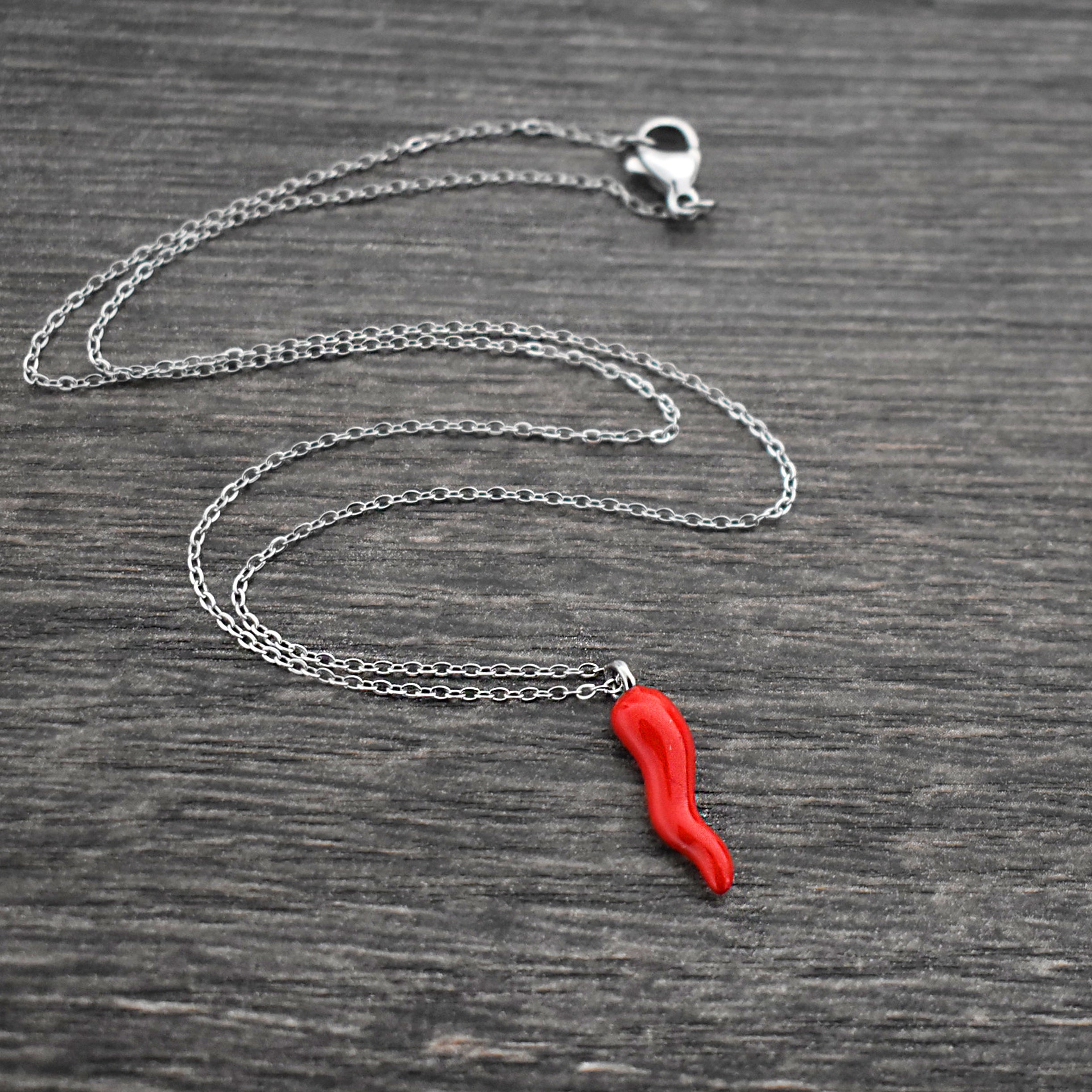 Heart necklace, Mushroom necklace, Chili Papper necklace