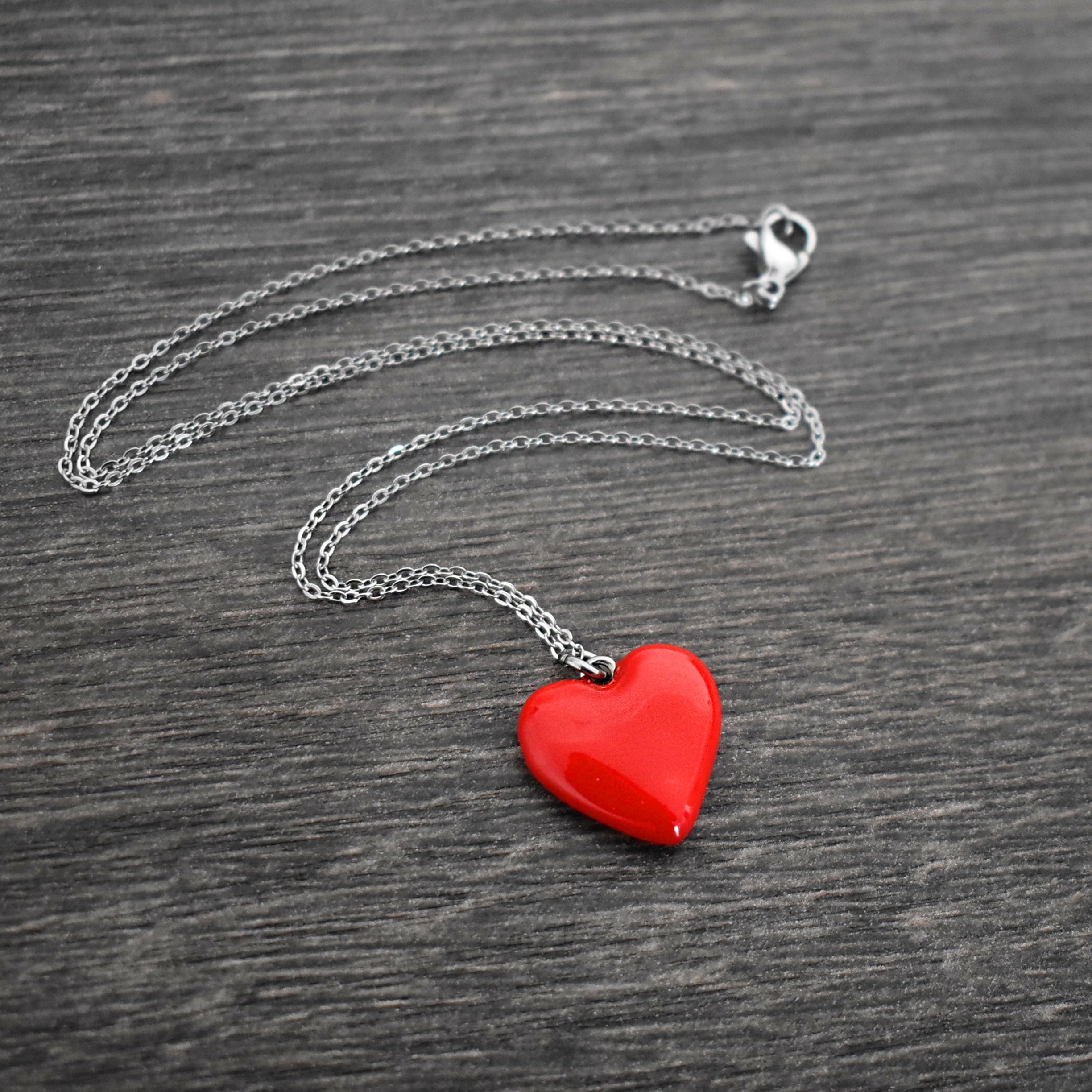 Heart necklace, Mushroom necklace, Chili Papper necklace