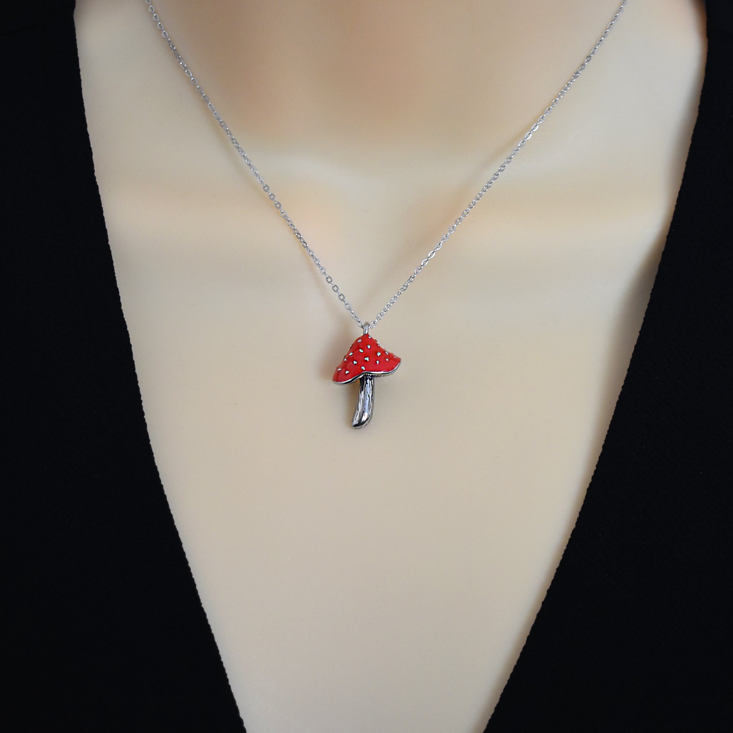 Heart necklace, Mushroom necklace, Chili Papper necklace