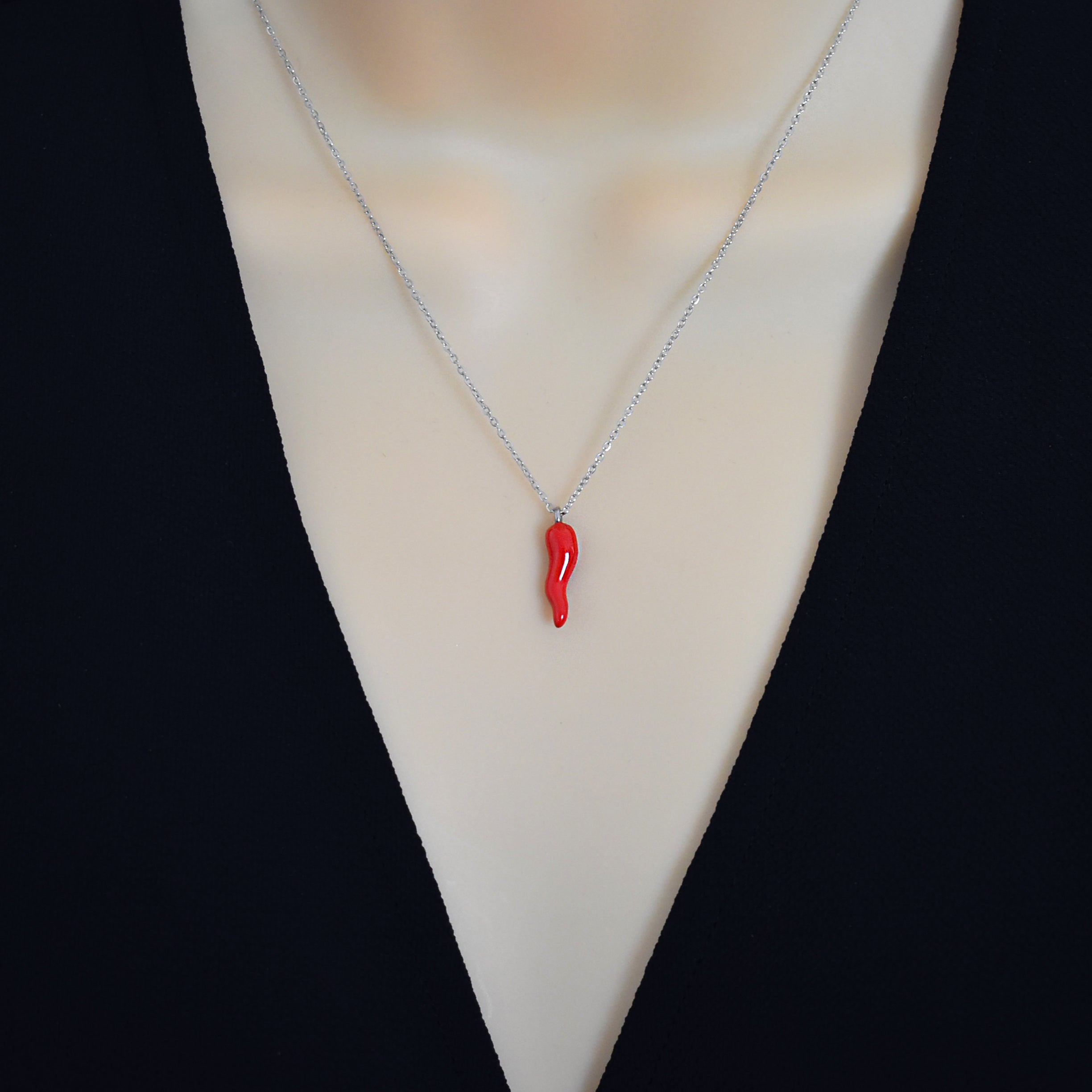Heart necklace, Mushroom necklace, Chili Papper necklace