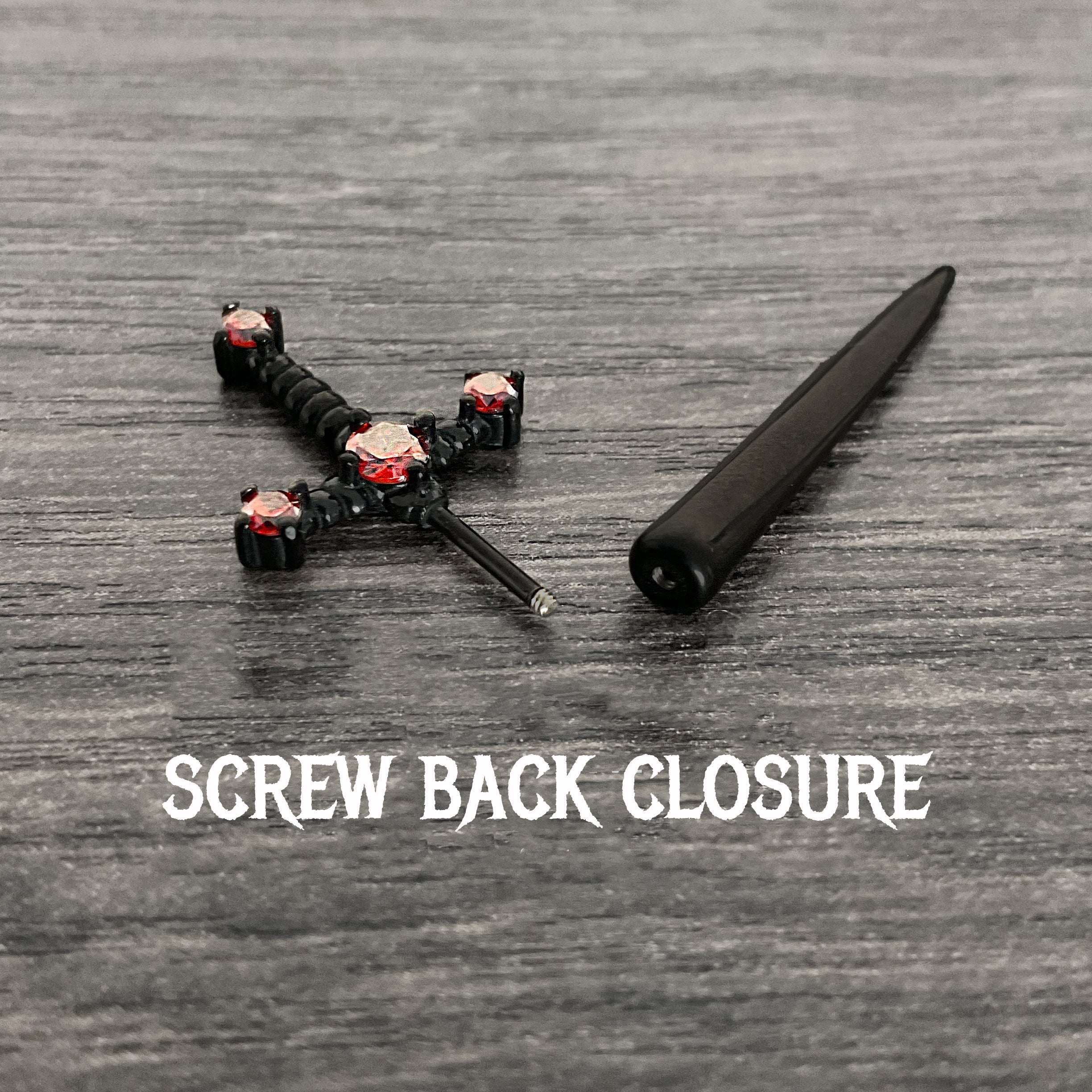 Kali black sword ear jacket with Black CZ stones