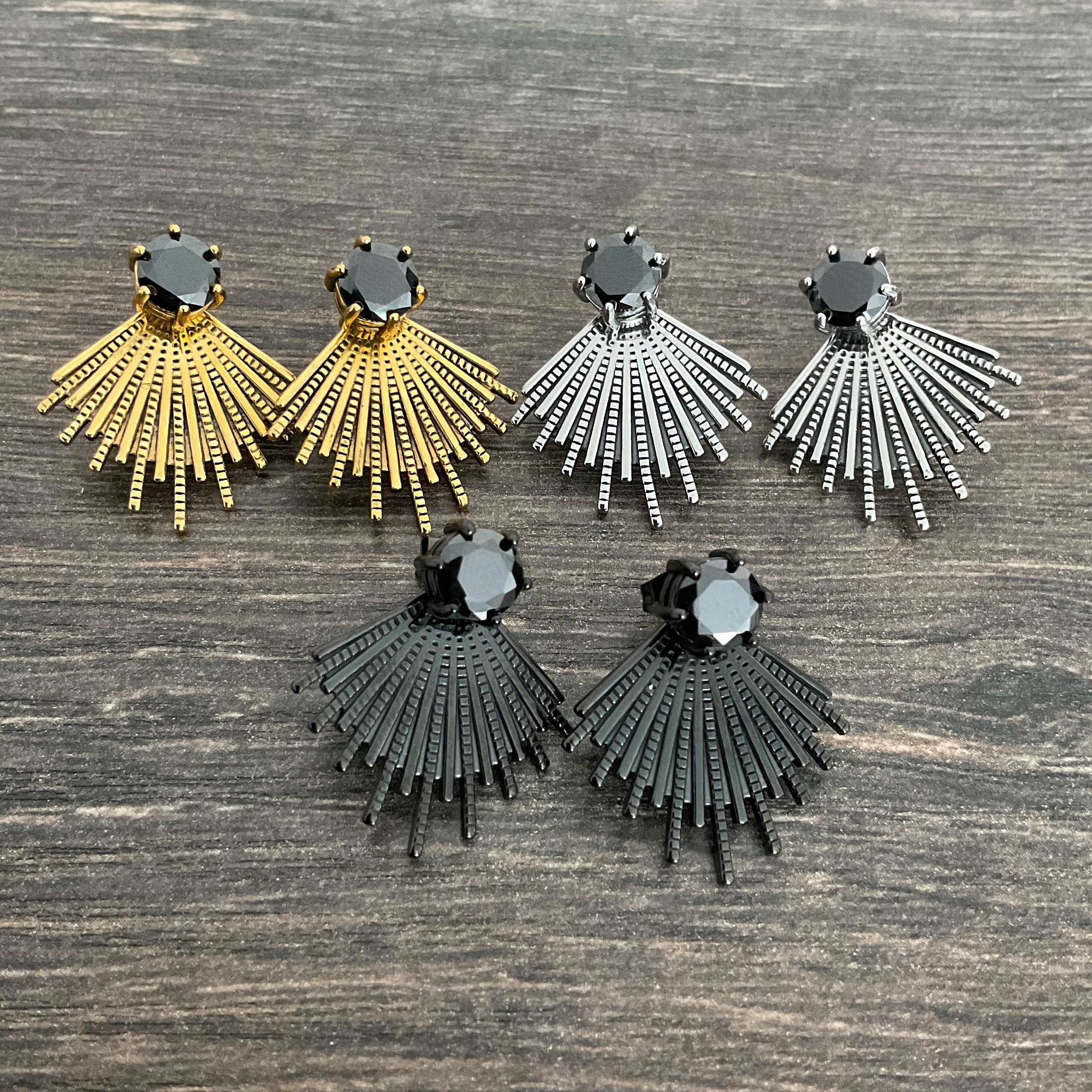 Sunburst ear jacket with Crystal stud
