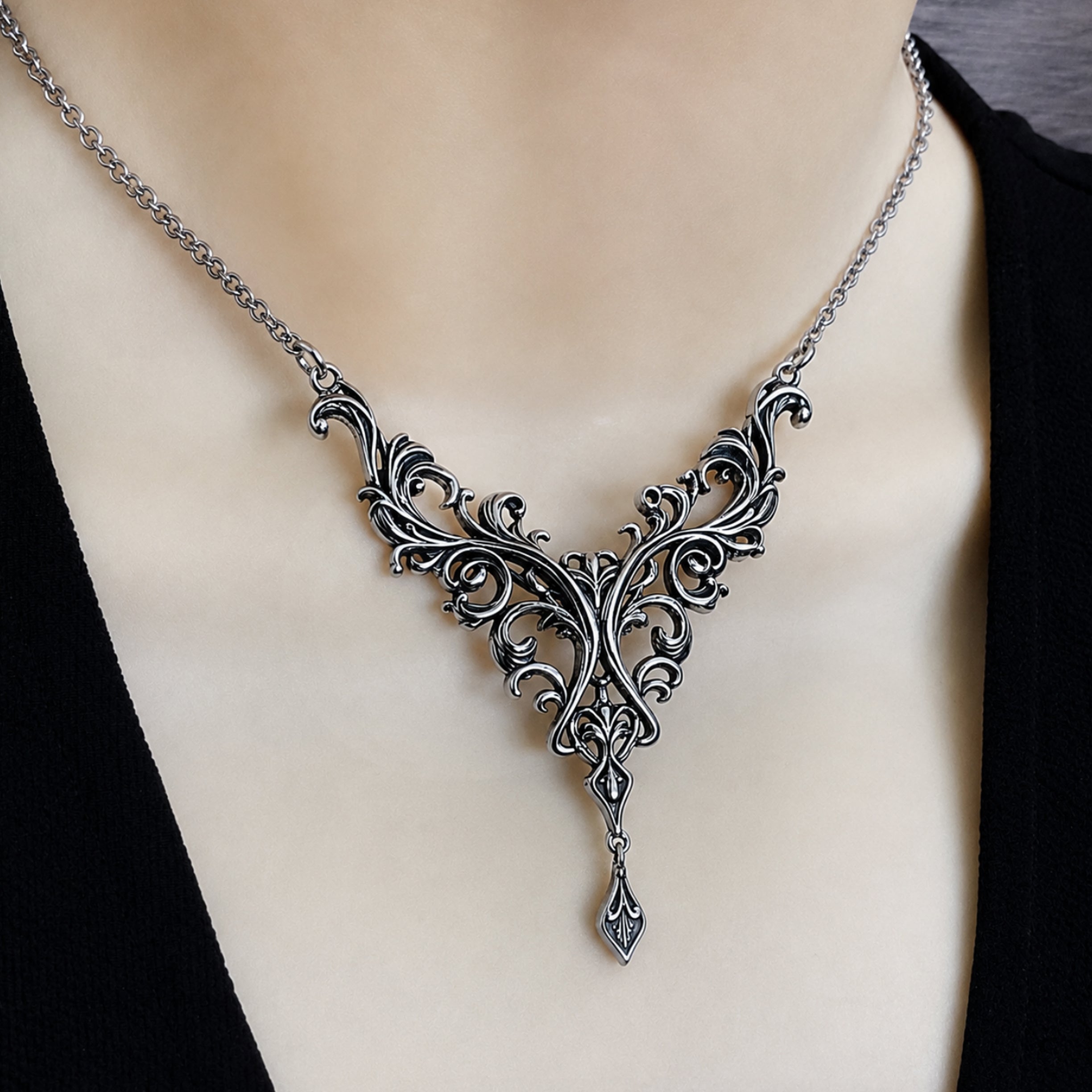Victorian Floral Scroll necklace