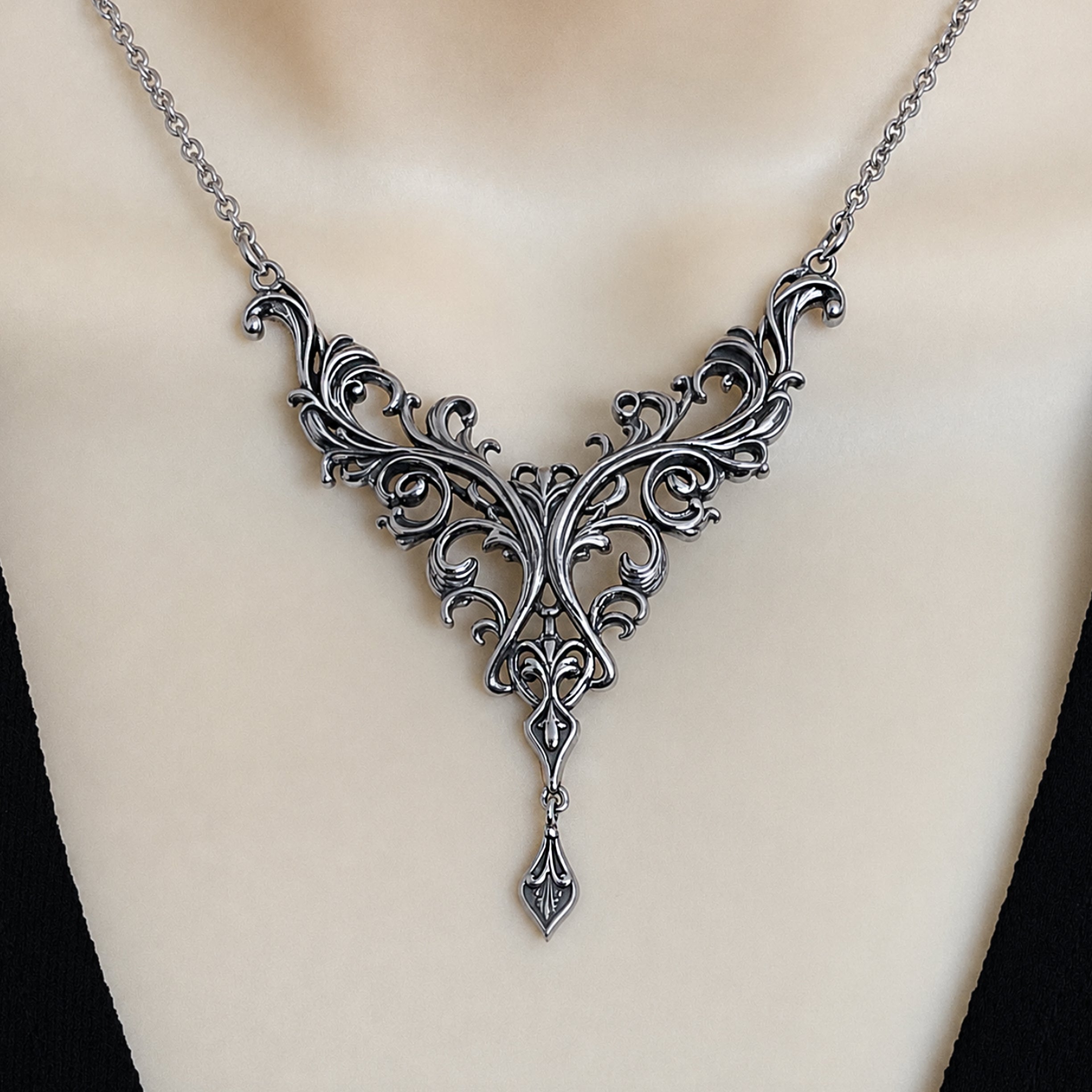 Victorian Floral Scroll necklace