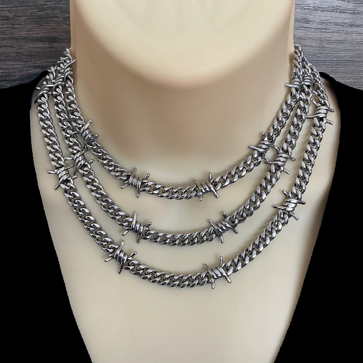 Barbed wire 7 mm Cuban necklace