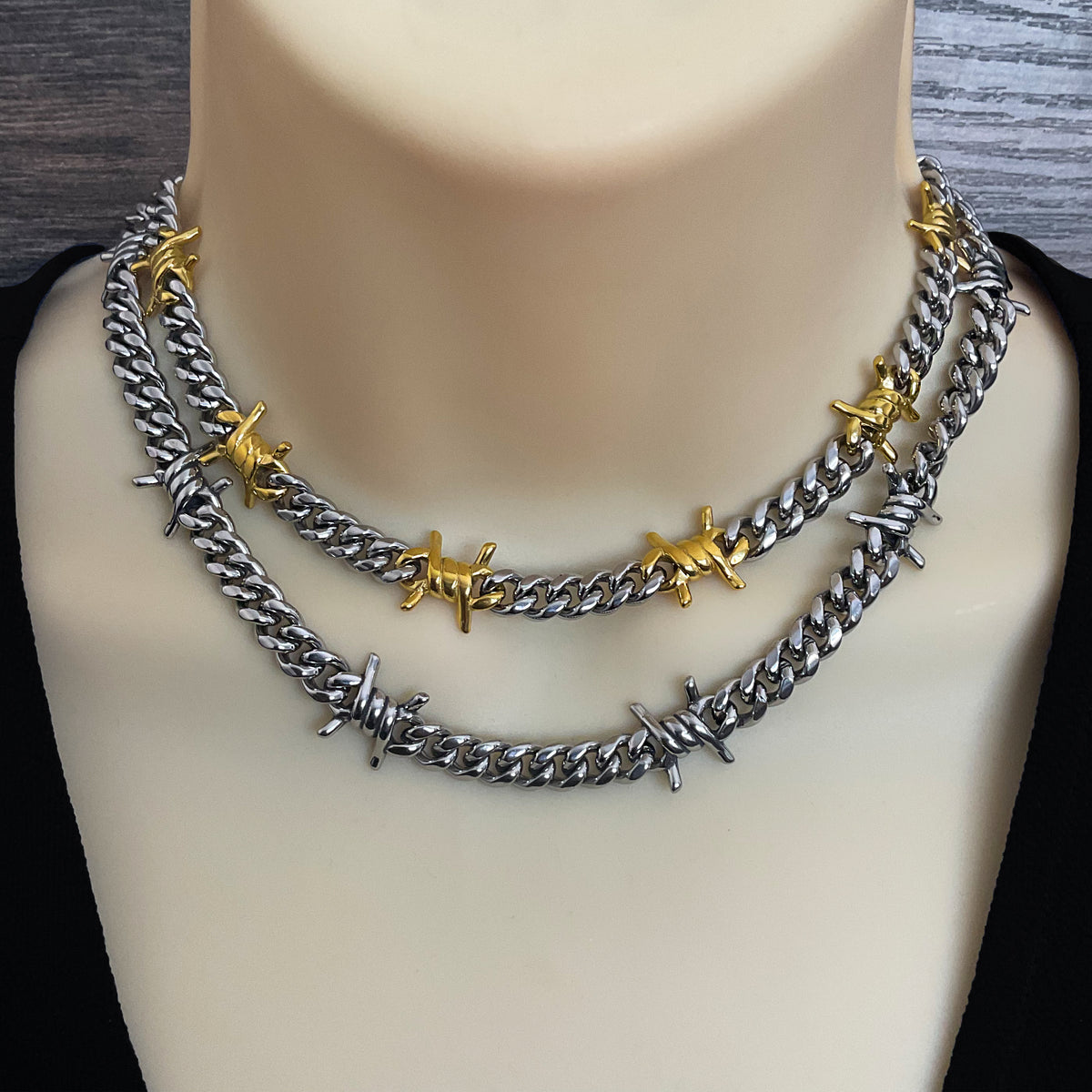 Barbed wire 7 mm Cuban necklace
