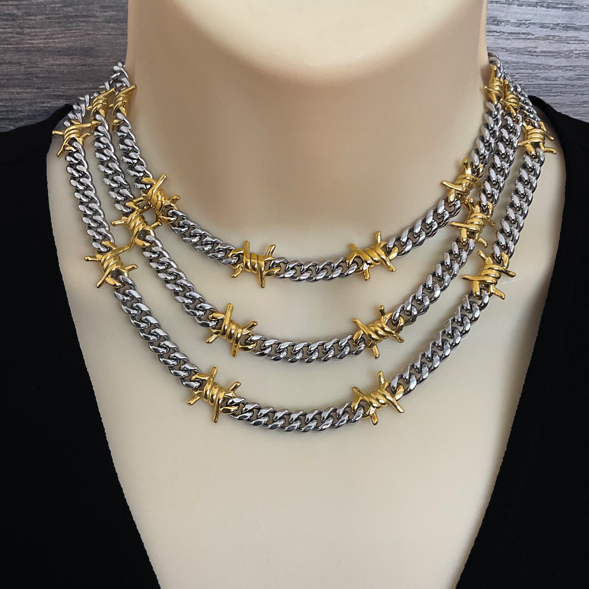 Barbed wire 7 mm Cuban necklace