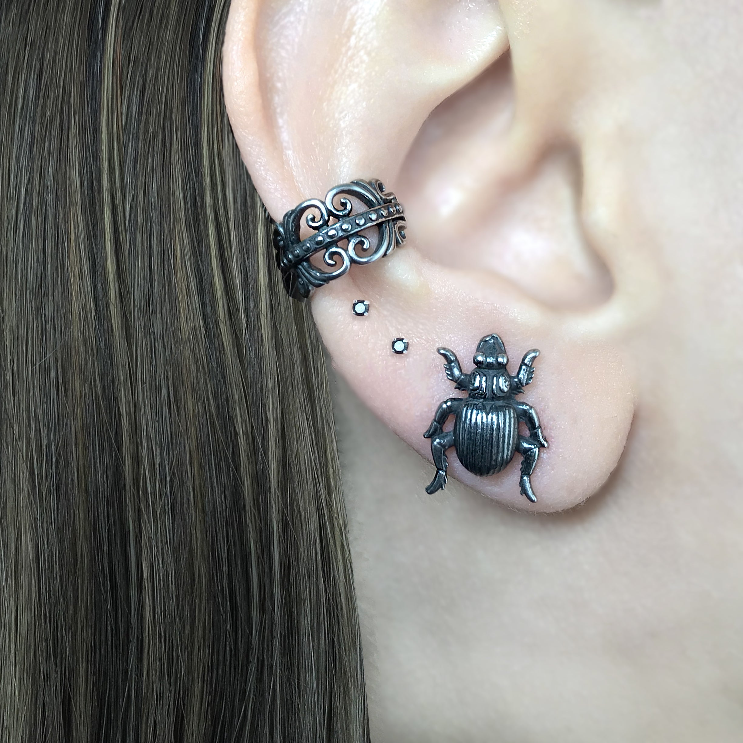 Beetle stud earrings