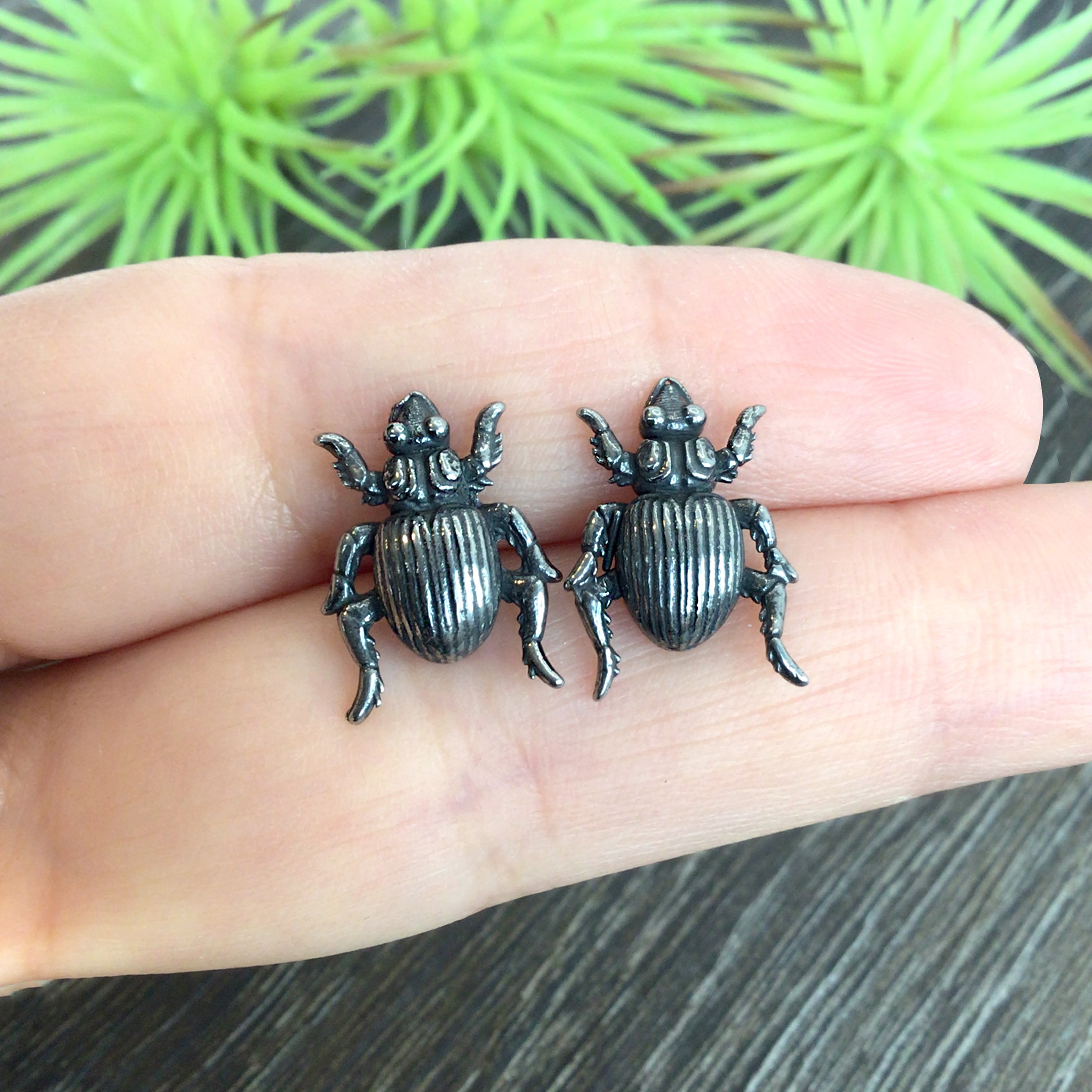 Beetle stud earrings