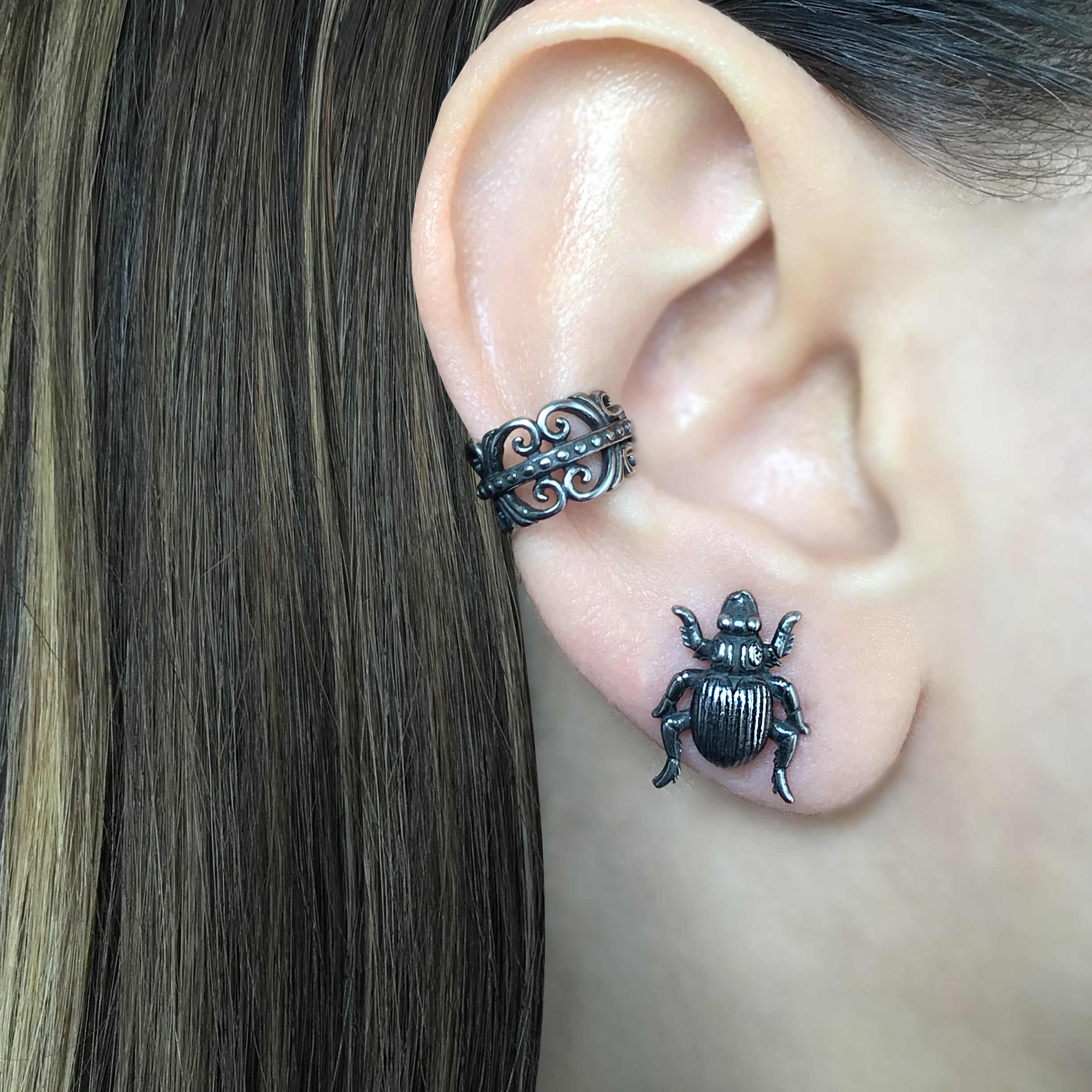 Beetle stud earrings