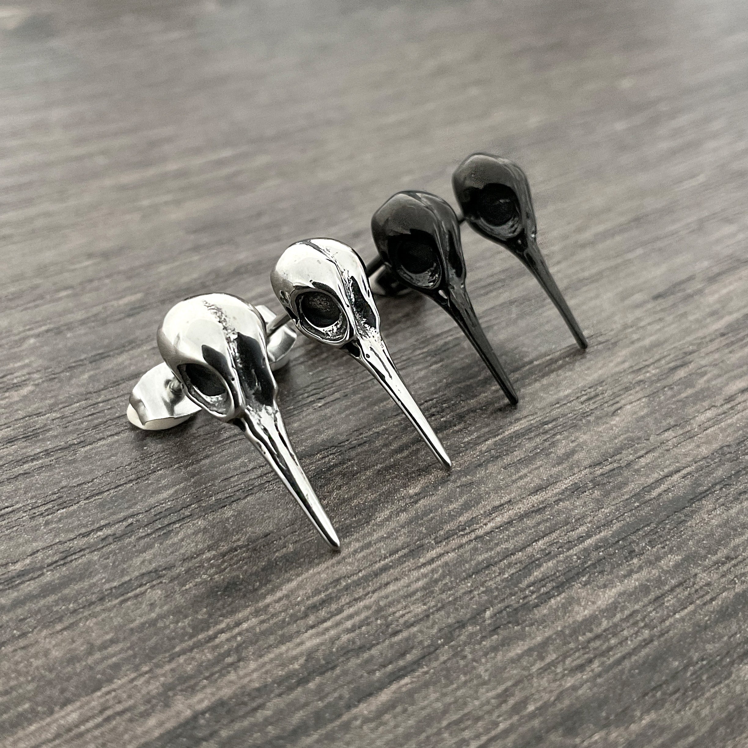 Hummingbird skull earrings