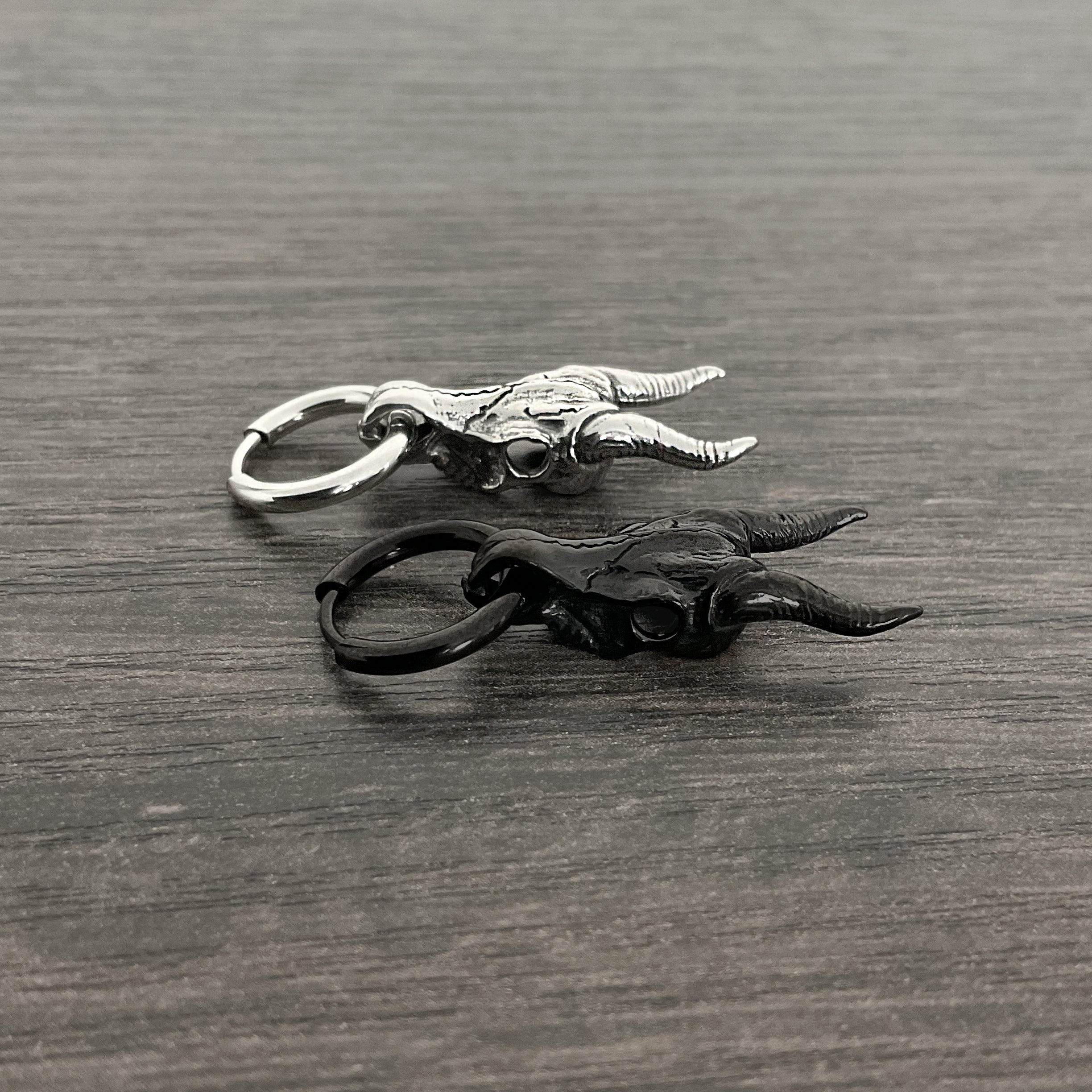 Blesbok skull hoop earrings