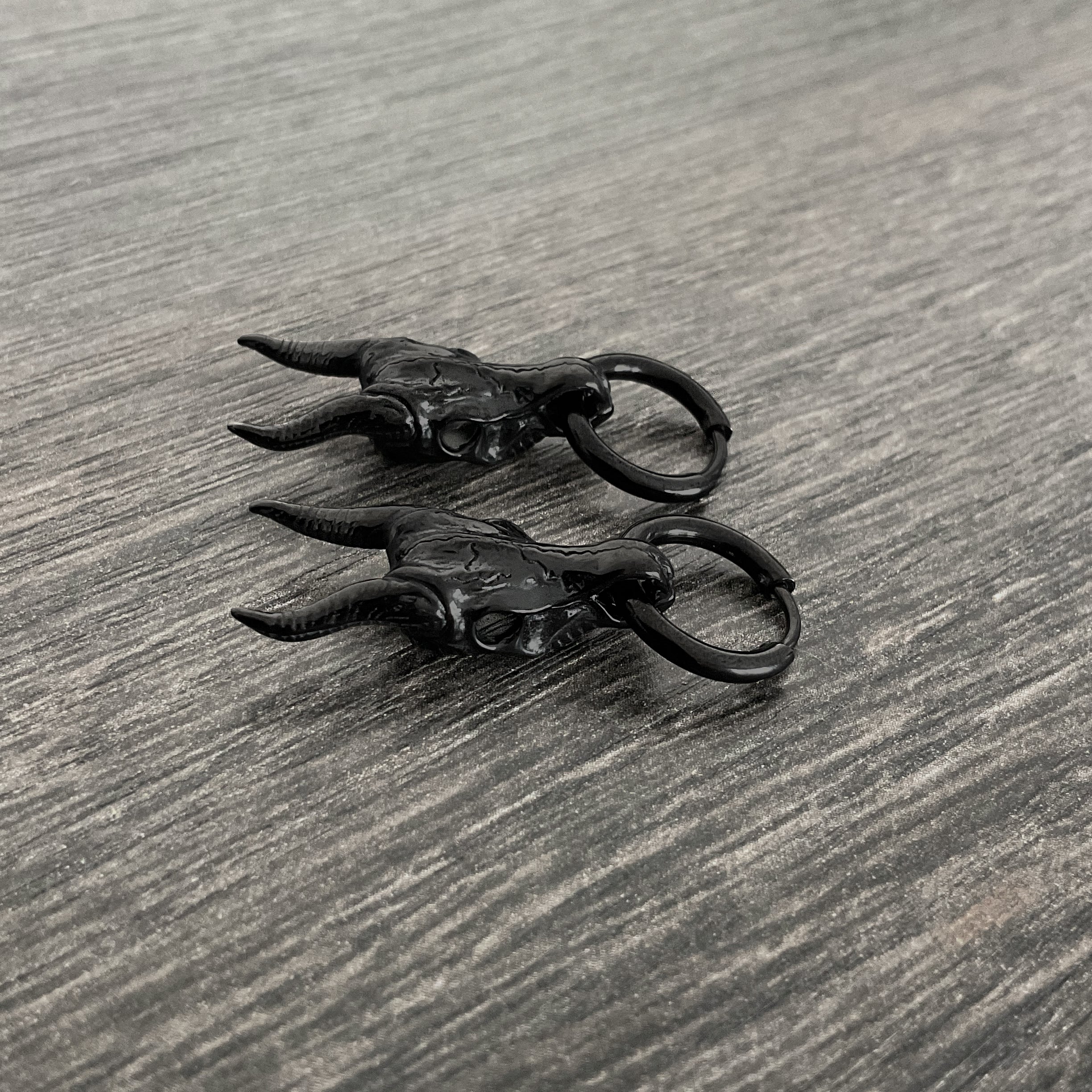 Blesbok skull hoop earrings