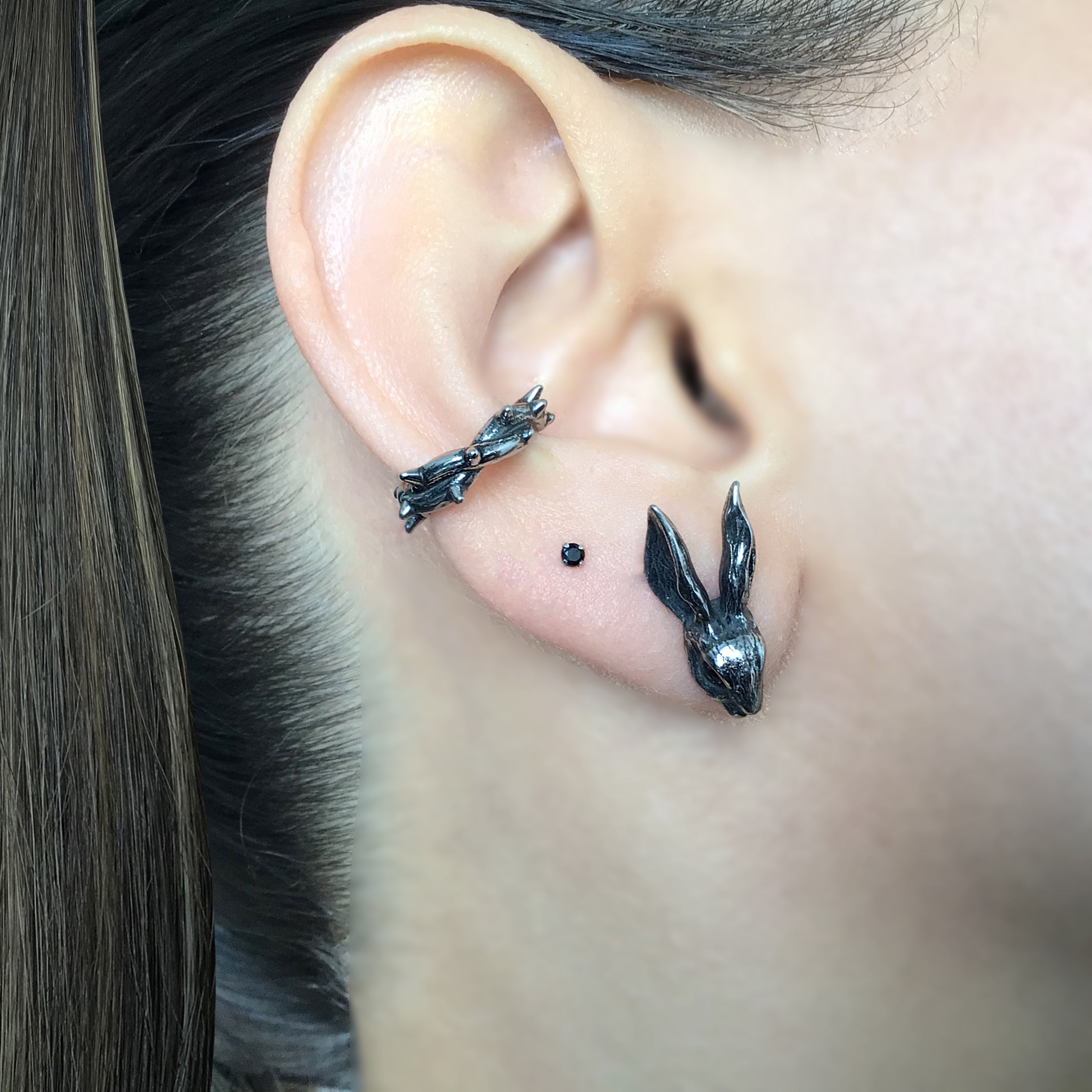 Rabbit stud earrings