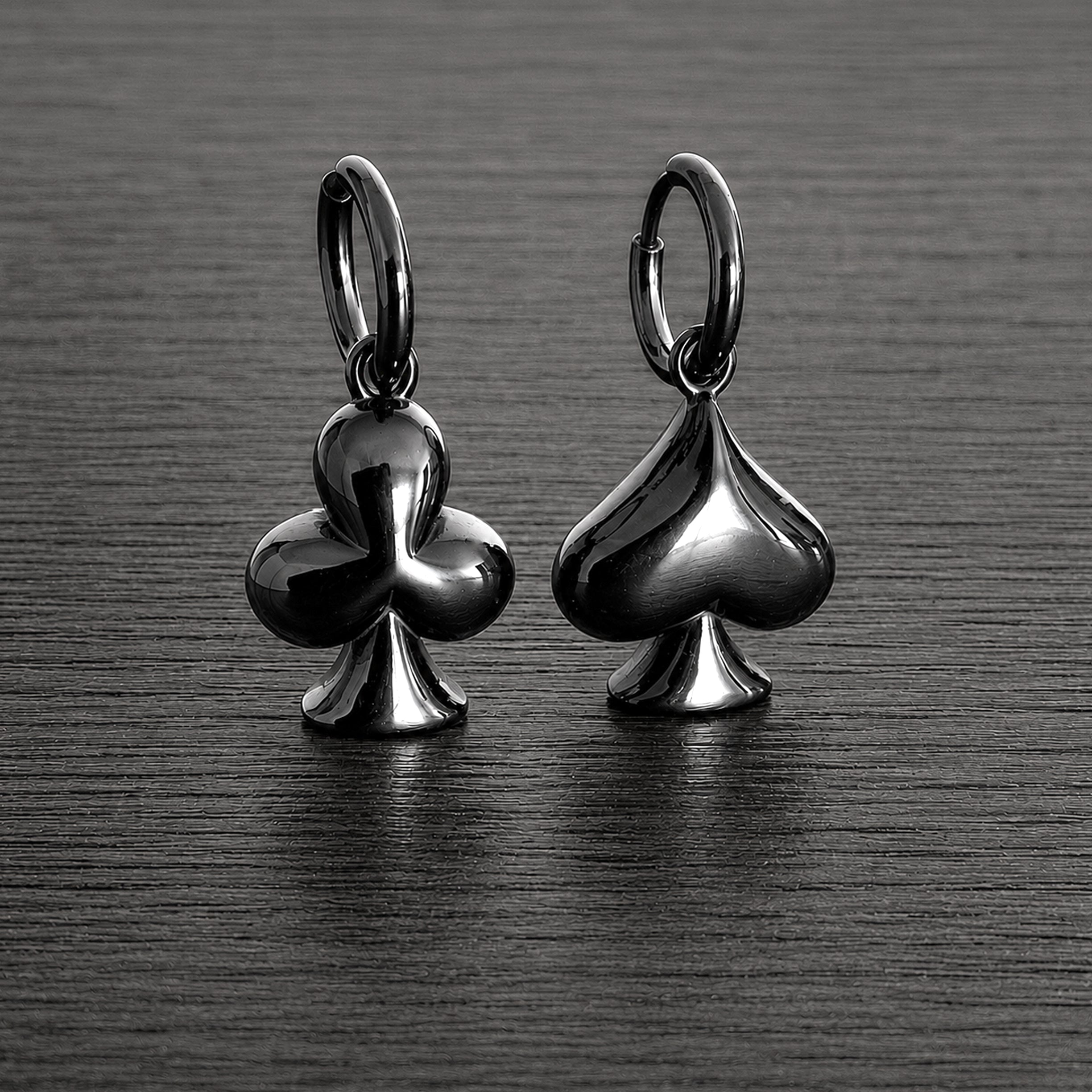 Mismatched Spade & Club Hoop Earrings