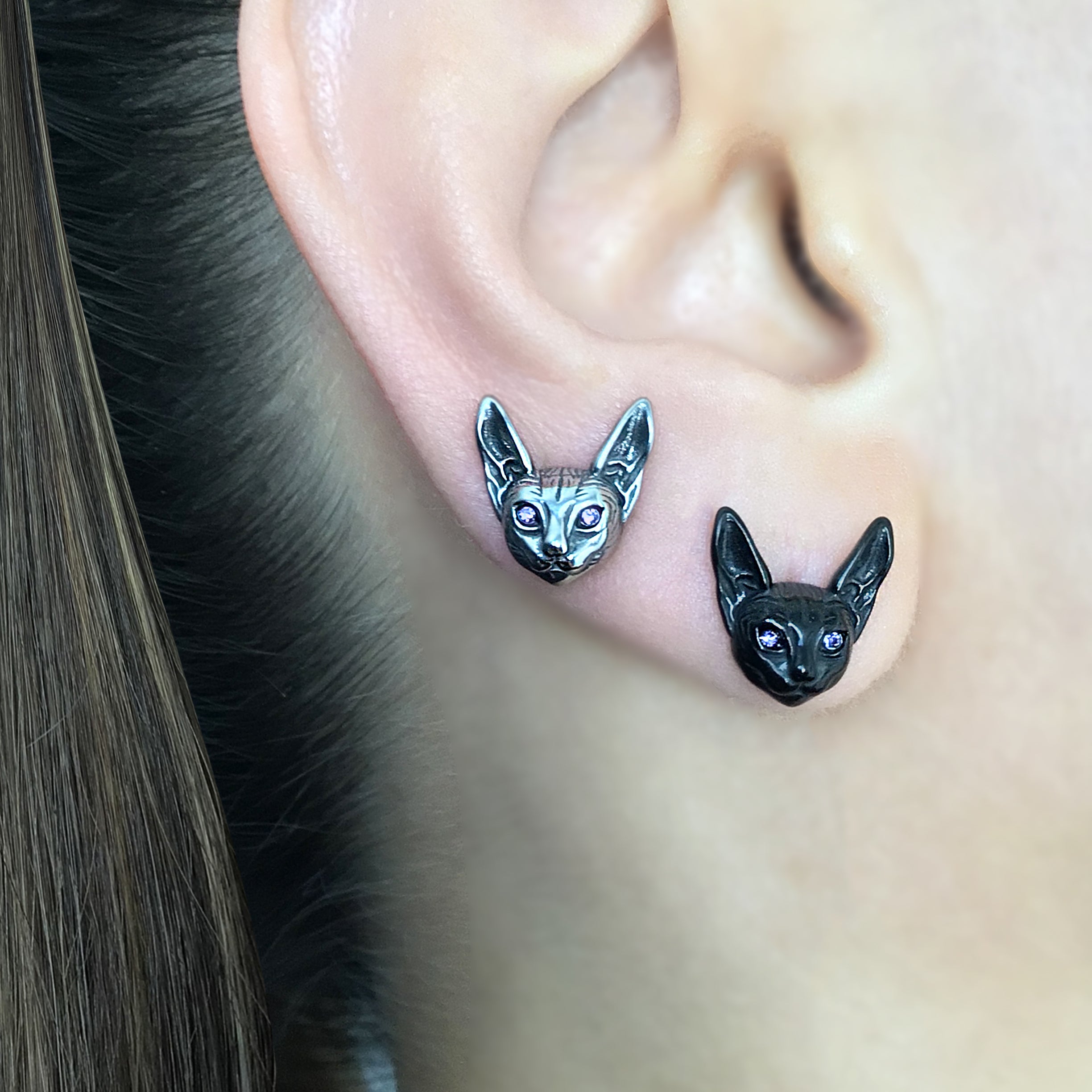 Sphynx cat stud earrings
