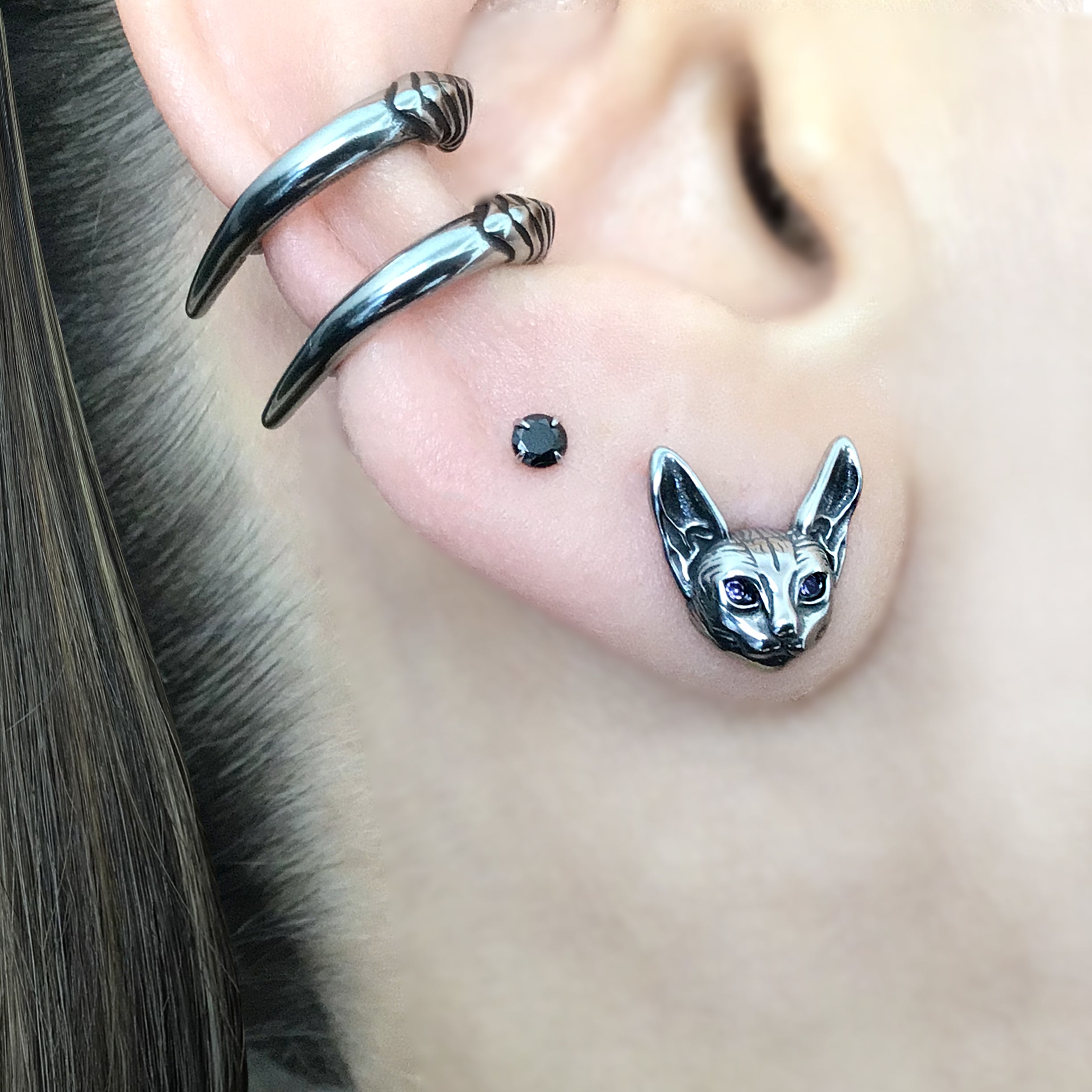Sphynx cat stud earrings