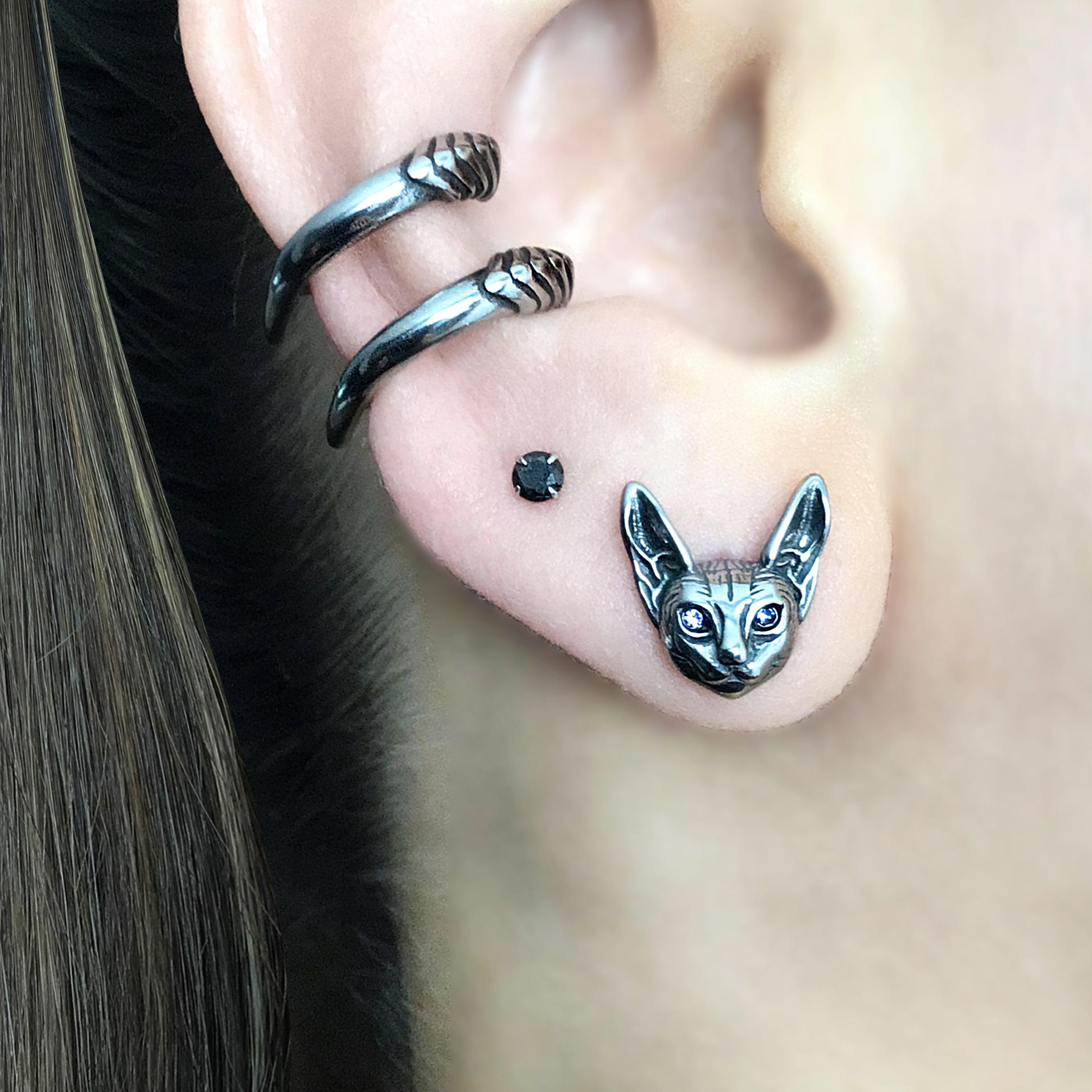 Sphynx cat stud earrings