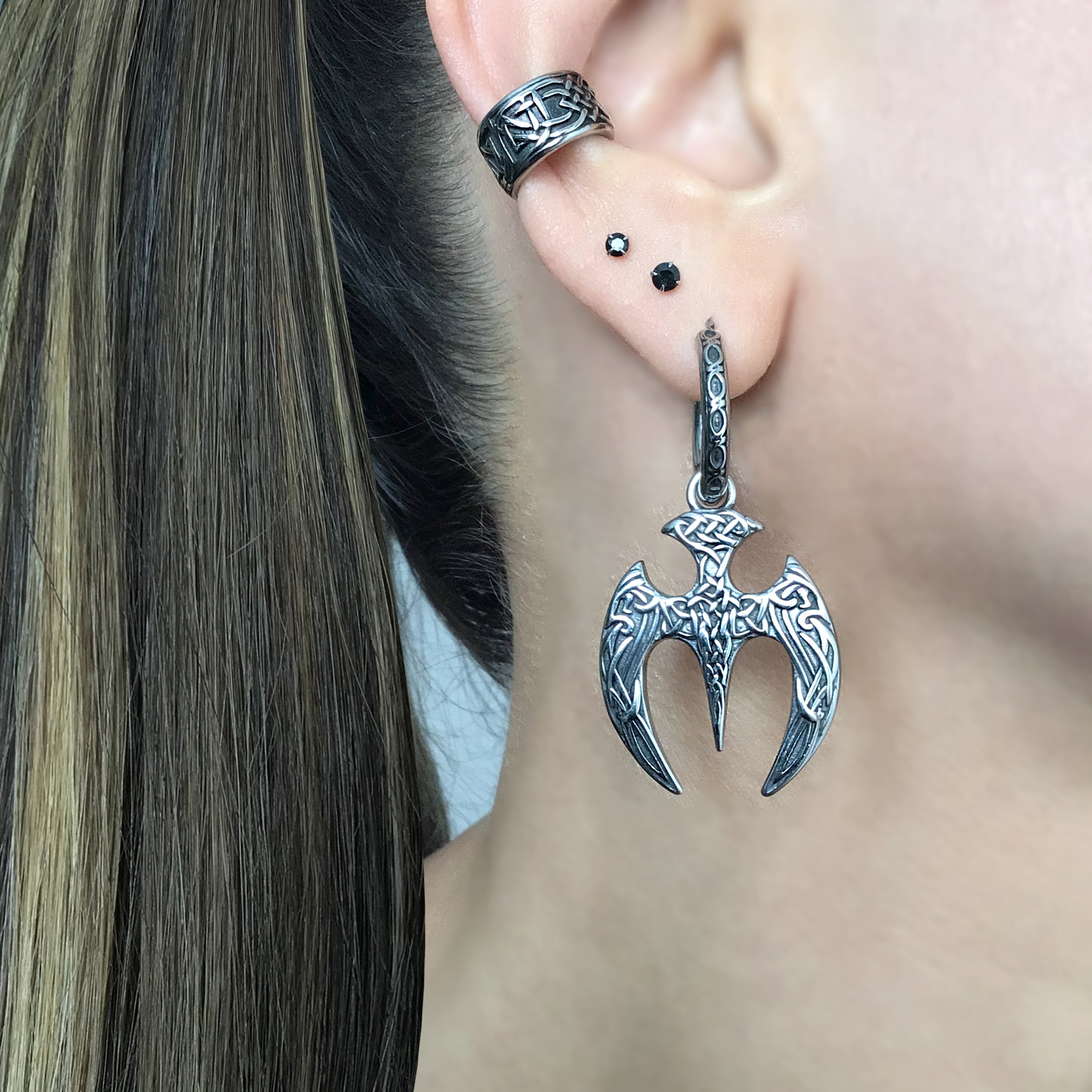 Celtic Trident hoop earrings