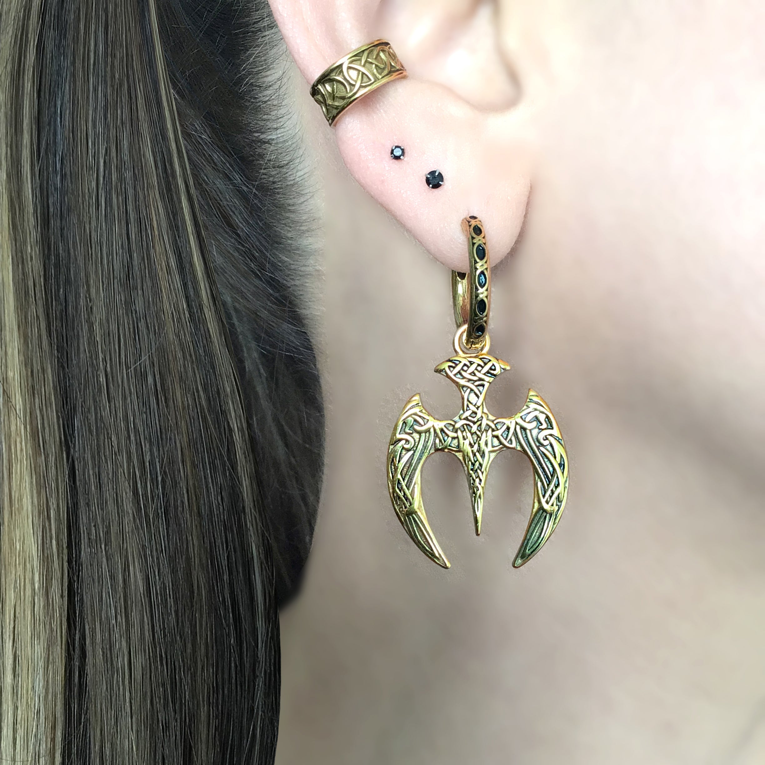 Celtic Trident hoop earrings