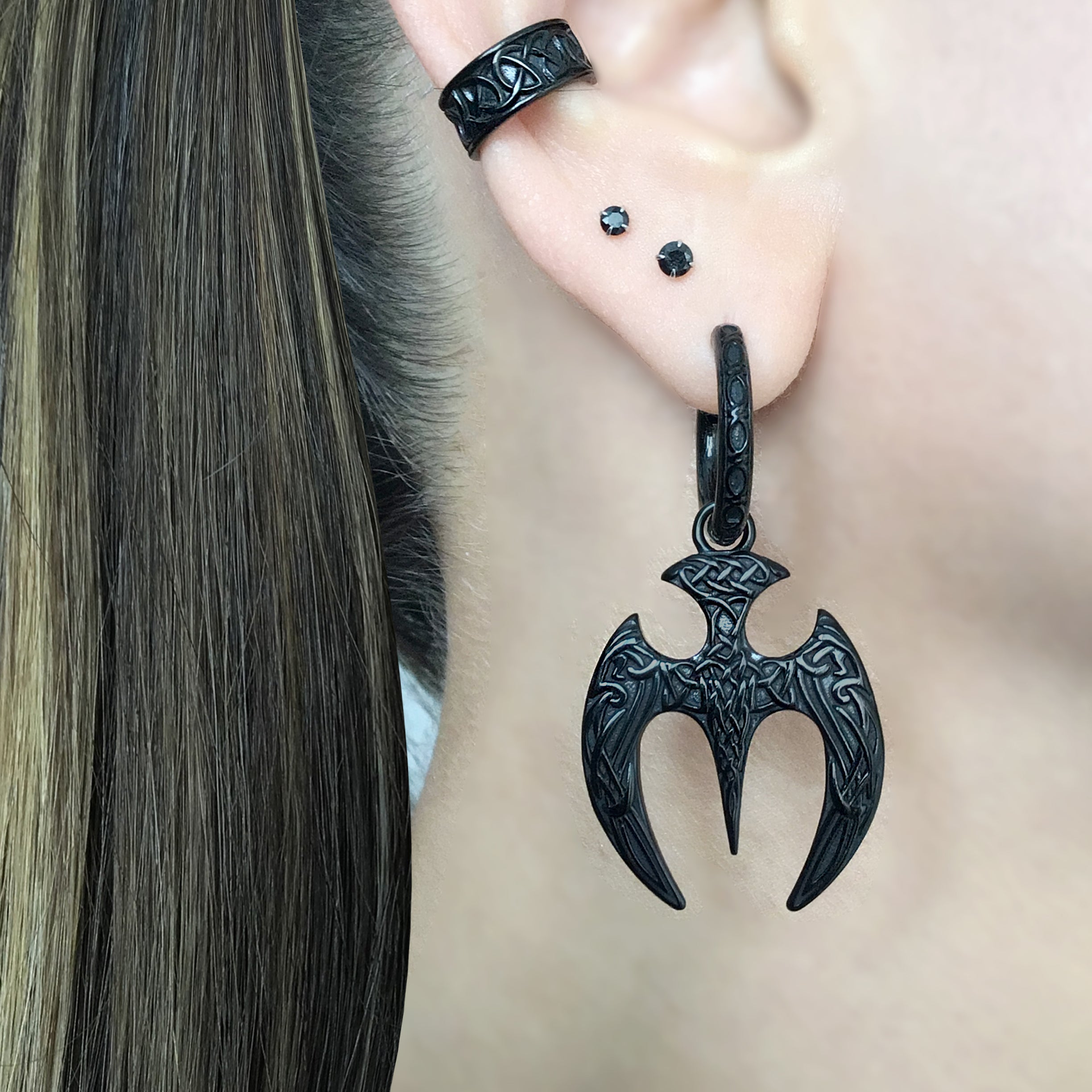 Celtic Trident hoop earrings