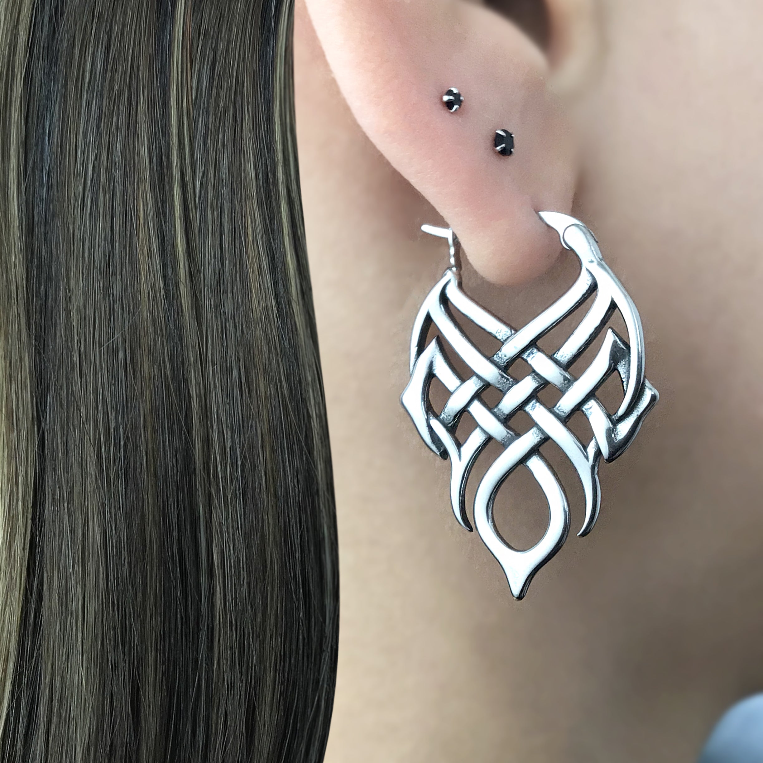 Celtic knot hoop earrings