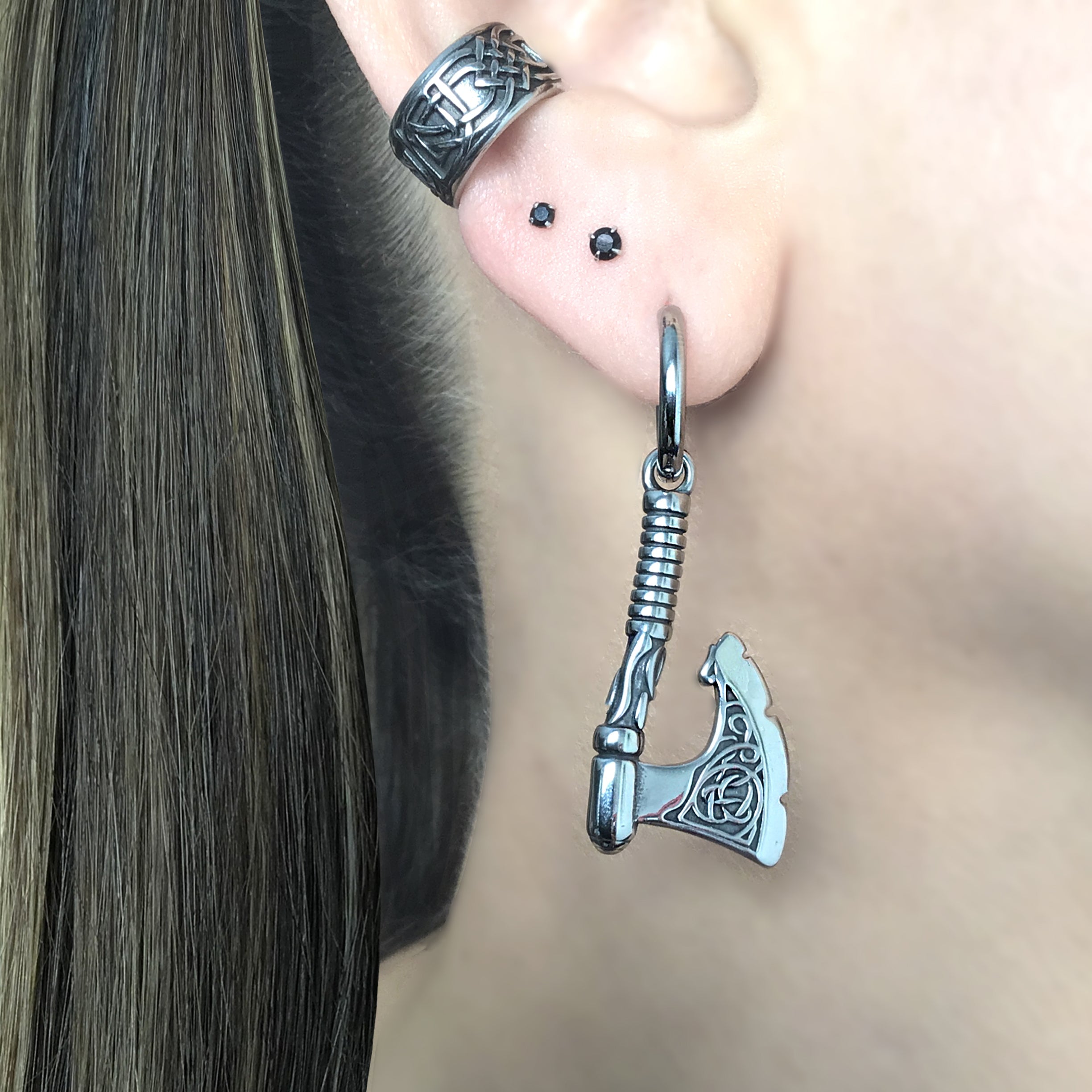 Celtic Axe hoop earrings